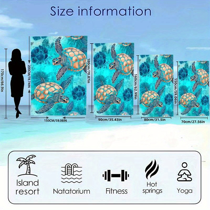 Extra Large Sea Turtle Print Beach Towel Ultra Soft Quick Dry Microfiber Multipurpose For Yoga Swimming Camping Beach Blanket Modern_voghion.com