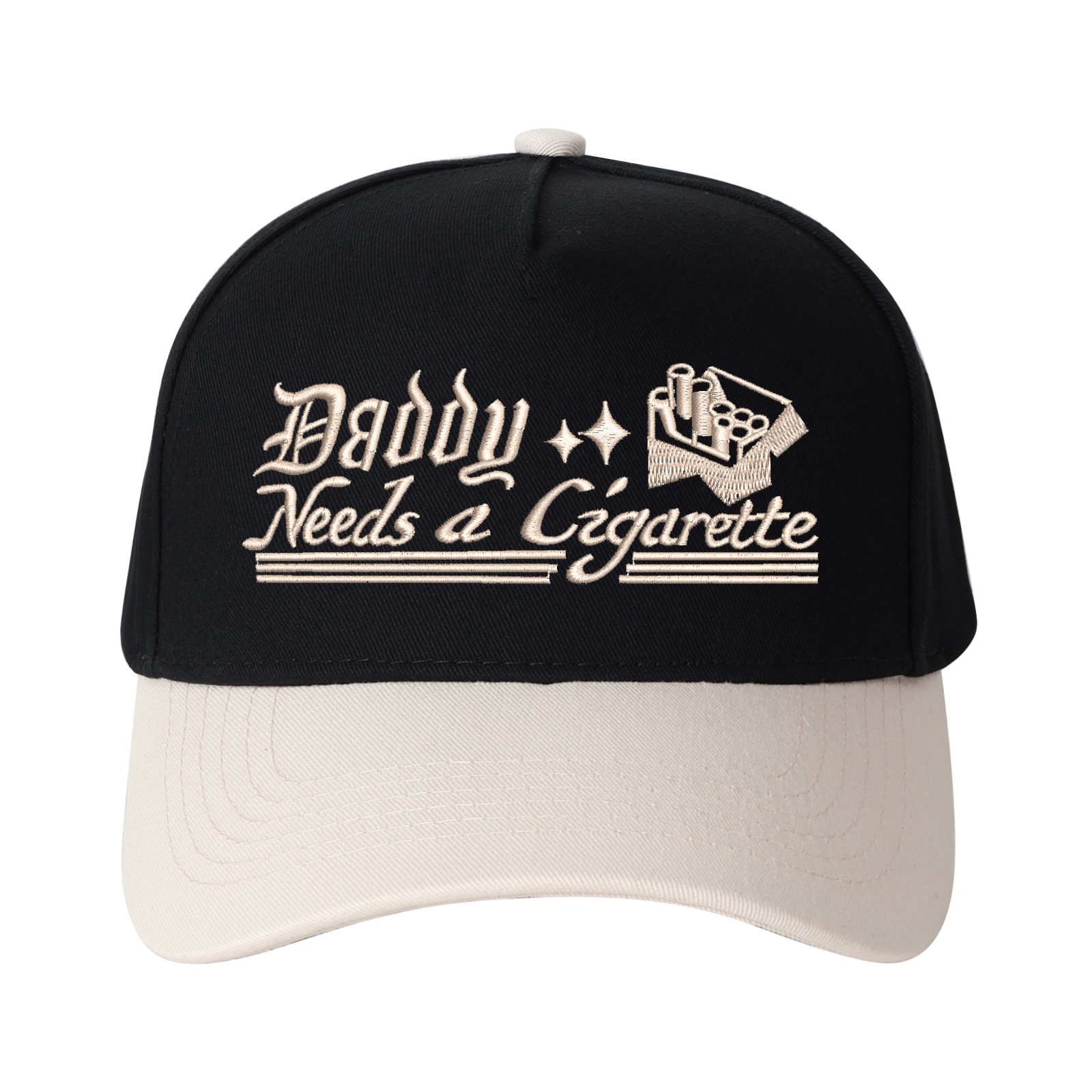 Daddy Needs A Cigarette Embroidered Trucker Hat product details
