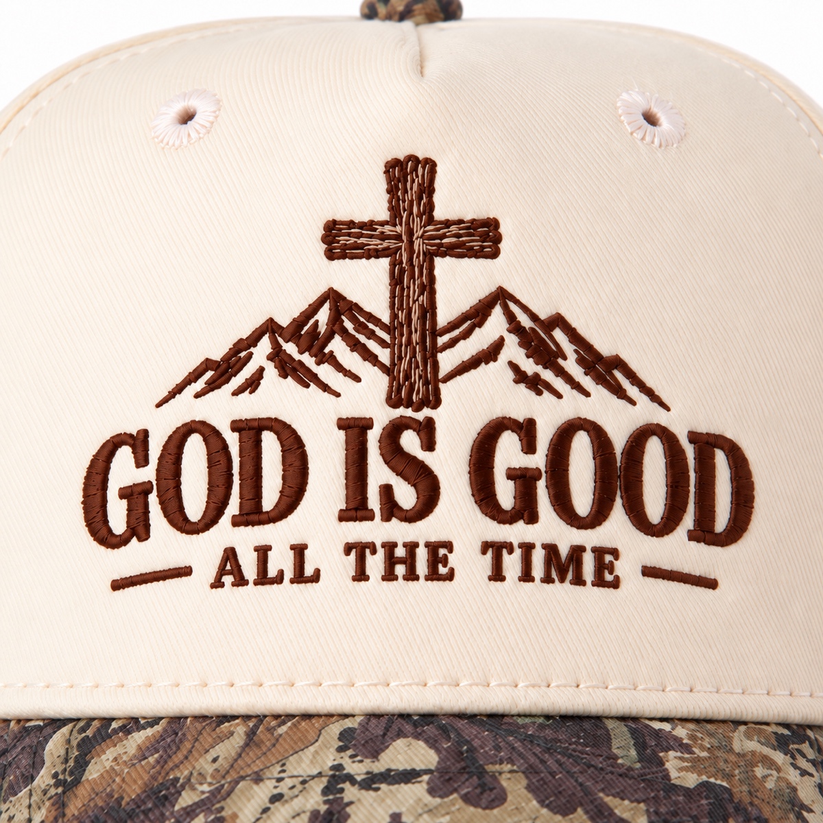 God Is Good All The Time 5-Panel Trucker Hat product details