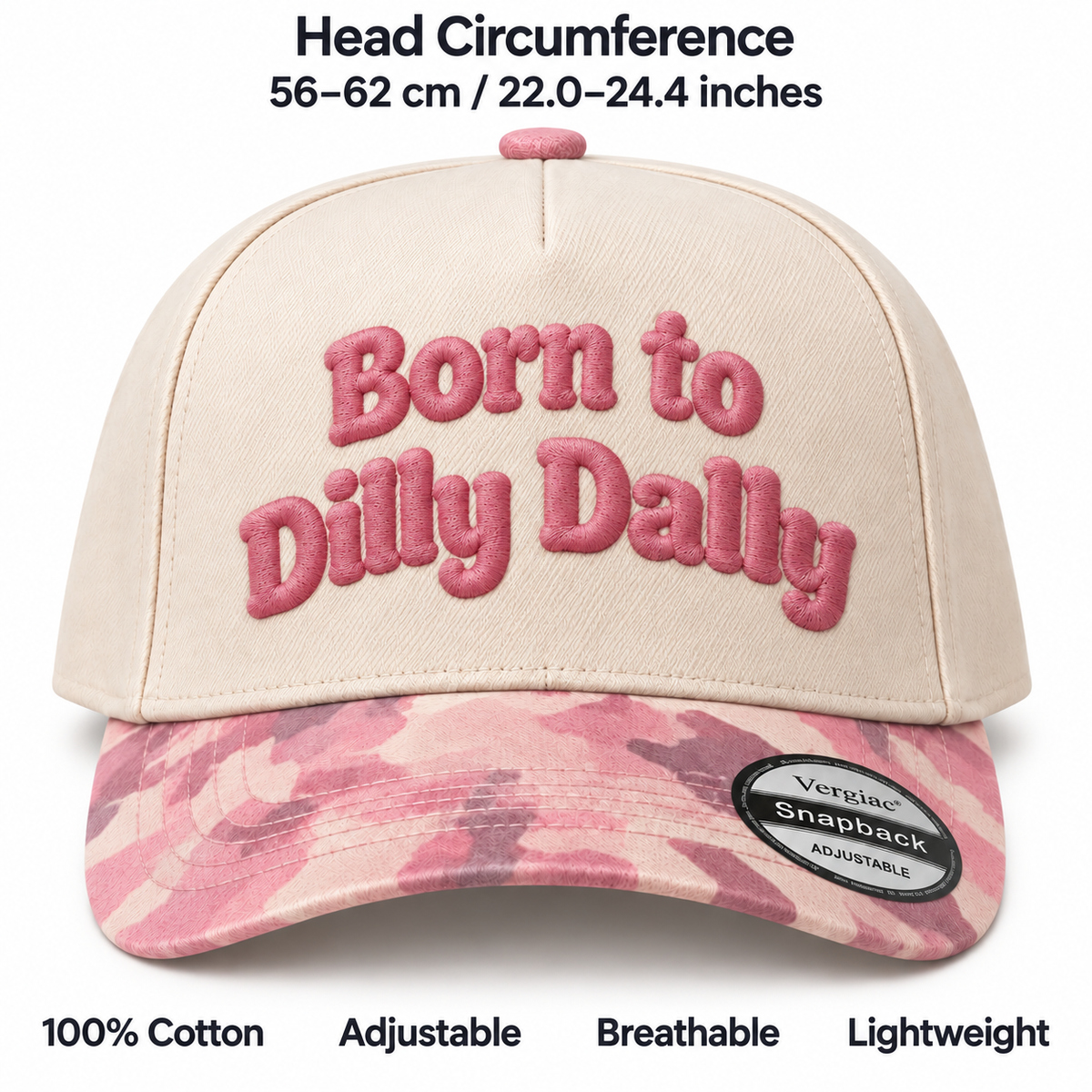 Born To Dilly Dally 5-Panel Trucker Hat product details