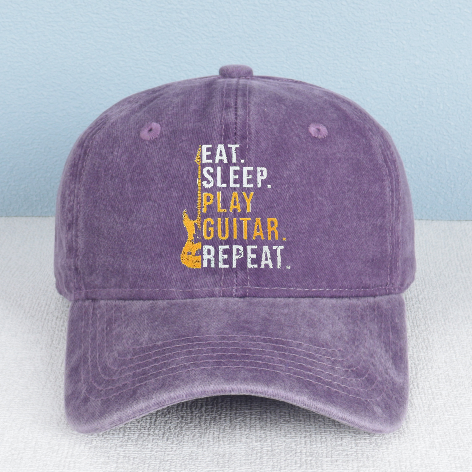 Eat. Sleep. Play Guitar. Repeat. Washed Baseball Cap product details