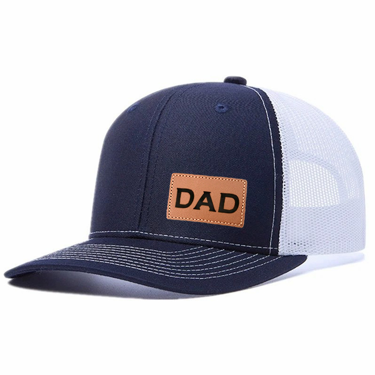 Dad Leather Patch Trucker Hat product details