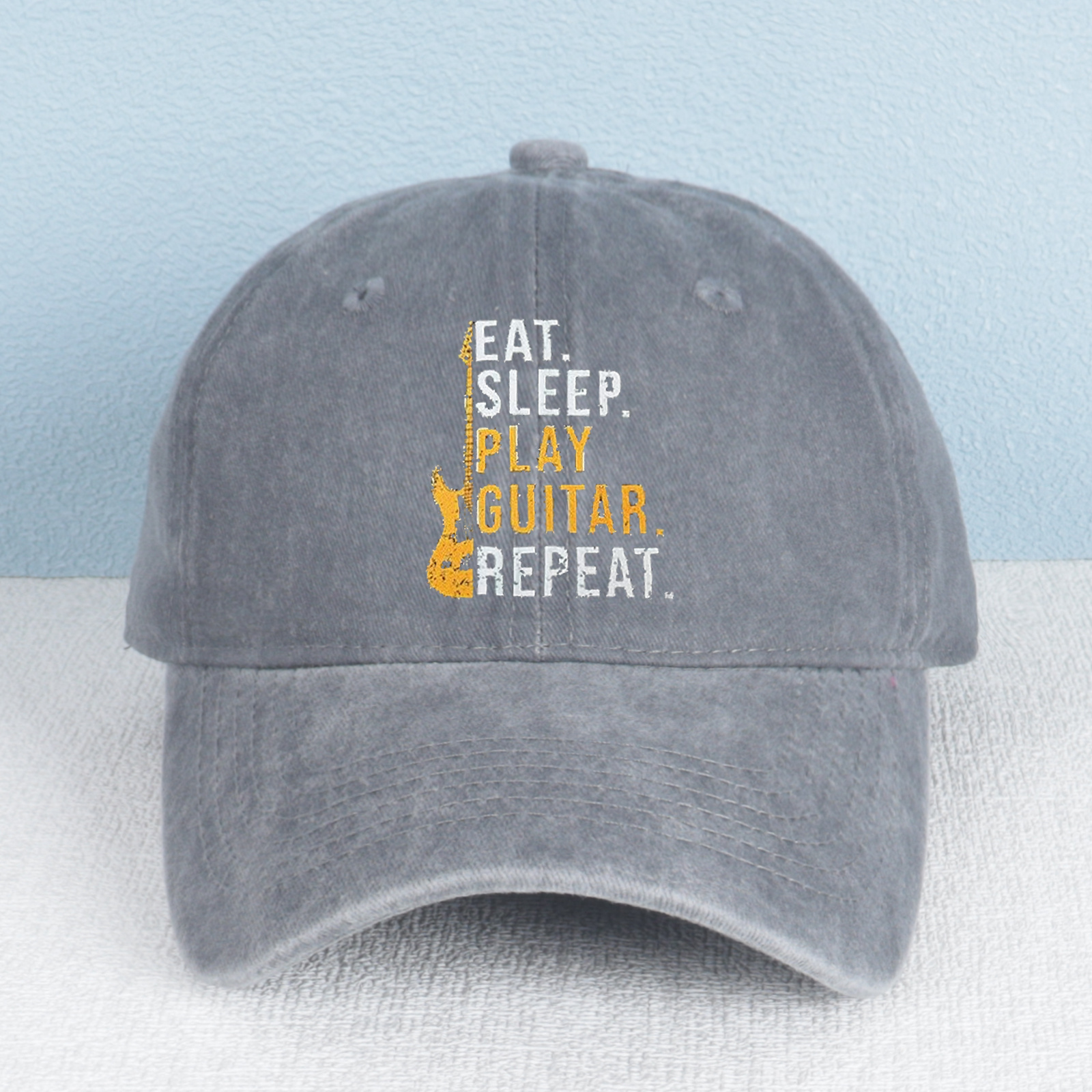 Eat. Sleep. Play Guitar. Repeat. Washed Baseball Cap product details