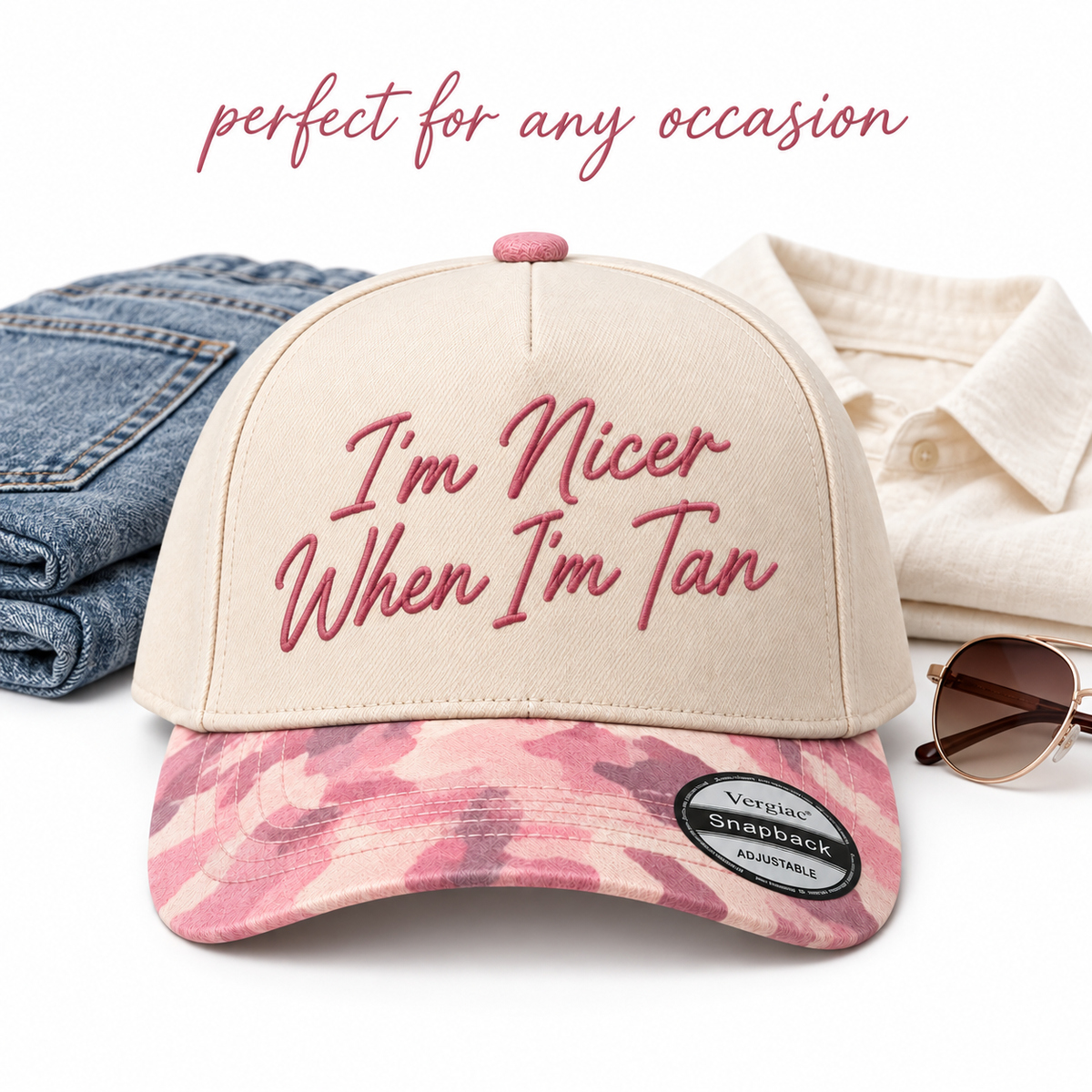 I'm Nicer When I'm Tan 5-Panel Trucker Hat product details
