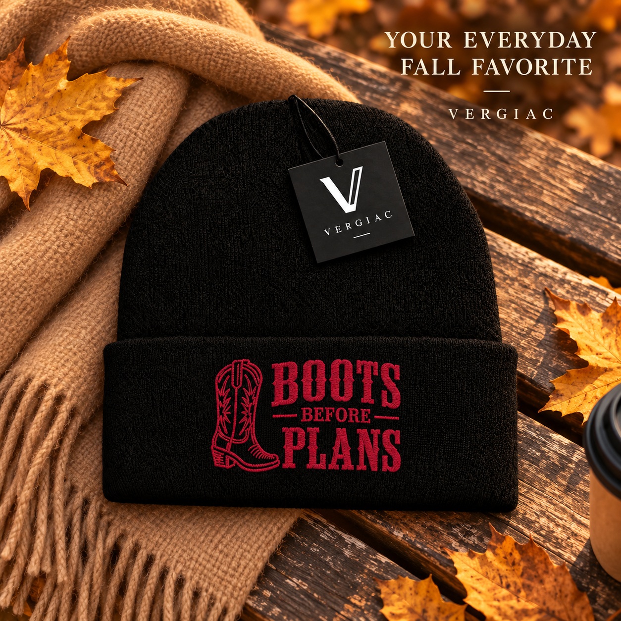 Boots Before Plans Embroidered Knit Beanie product details