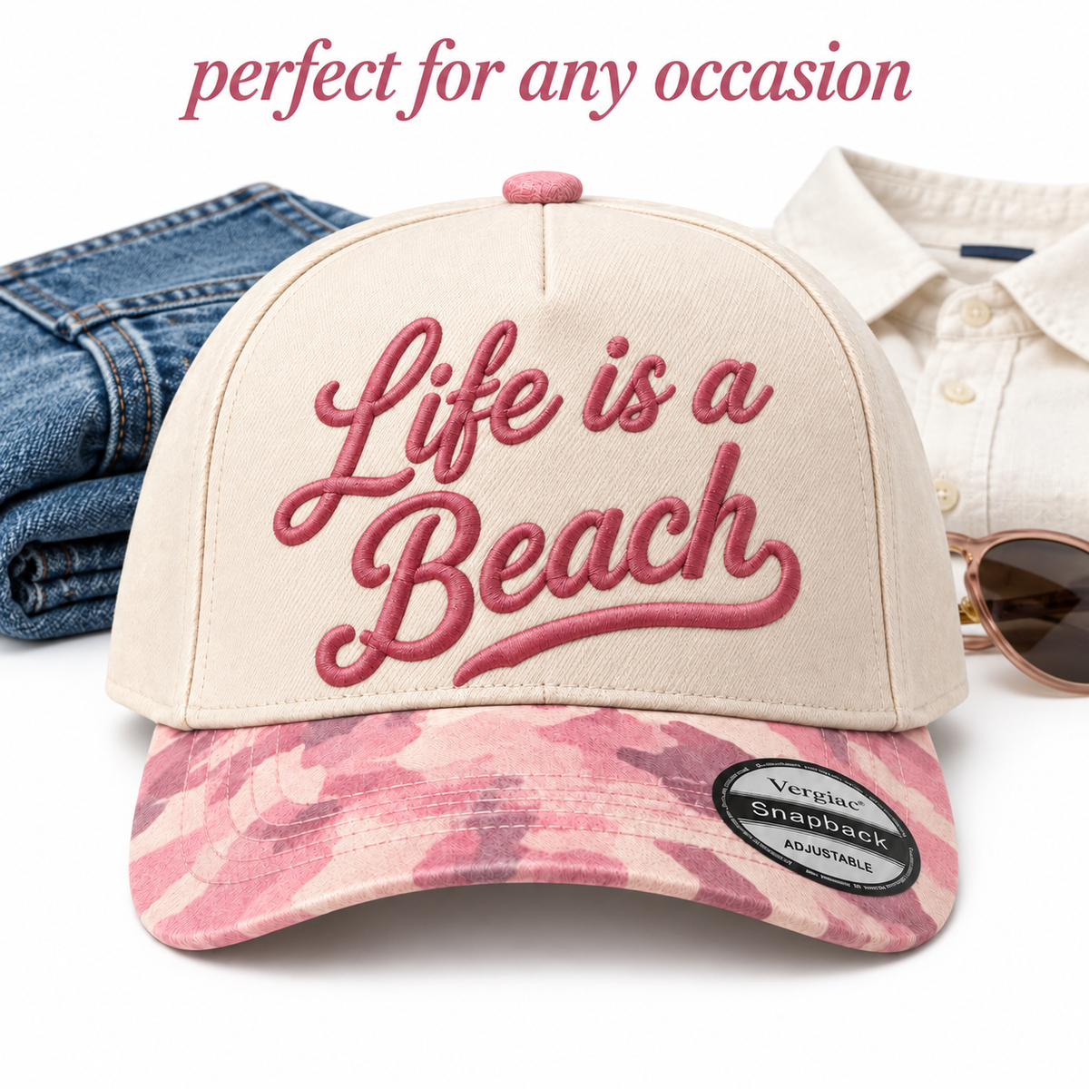 Life Is A Beach 5-Panel Trucker Hat product details