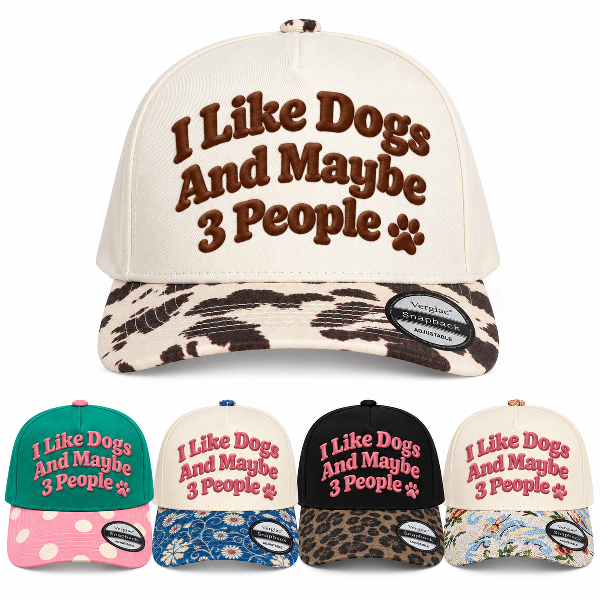 I Like Dogs and Maybe 3 People 5-Panel Trucker Hat product details