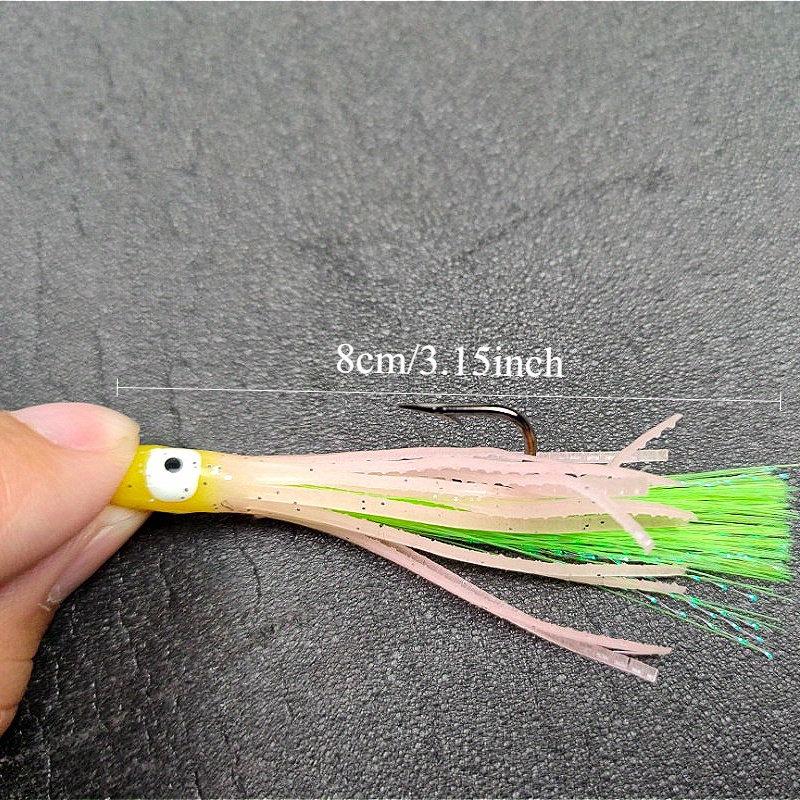 Description Picture 3 of itemAckibbik 6pcs Glow Squid Skirt Luminous Squid Lure with Assist Fishhook Jig Fishing Lure Sea Fishing Trolling Bait Saltwater