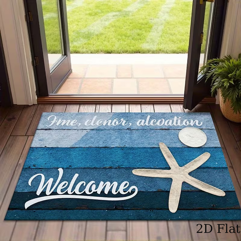 Beach Themed Welcome Starfish Non Slip Door Mat Coastal Home Entry