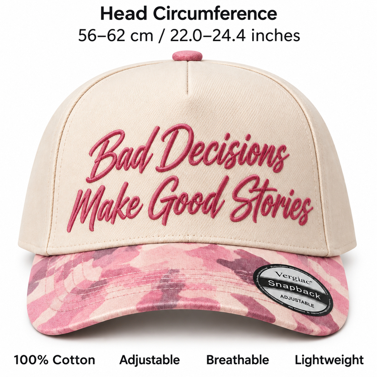 Bad Decisions Make Good Stories 5-Panel Trucker Hat product details