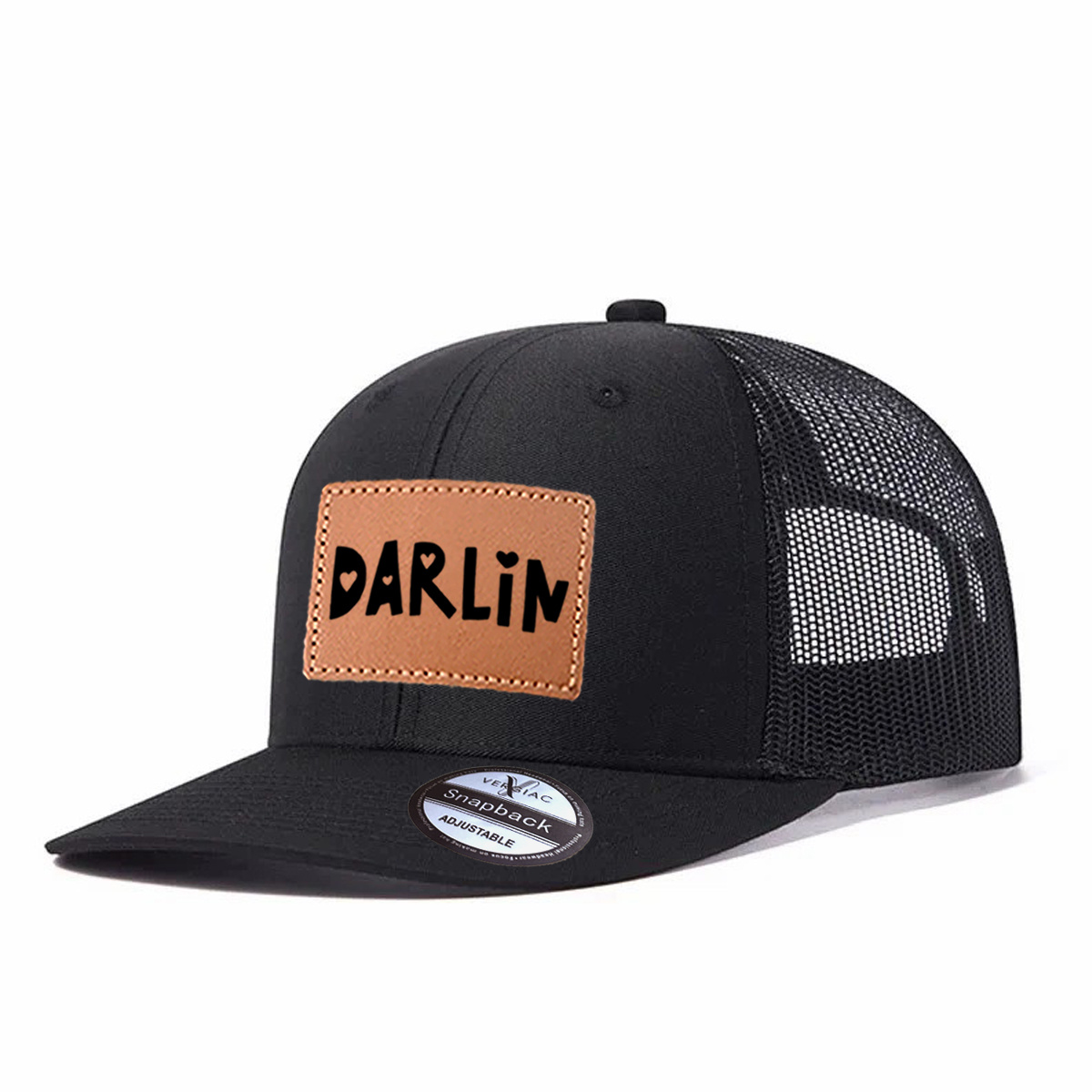 Darlin Leather Patch Trucker Hat product details