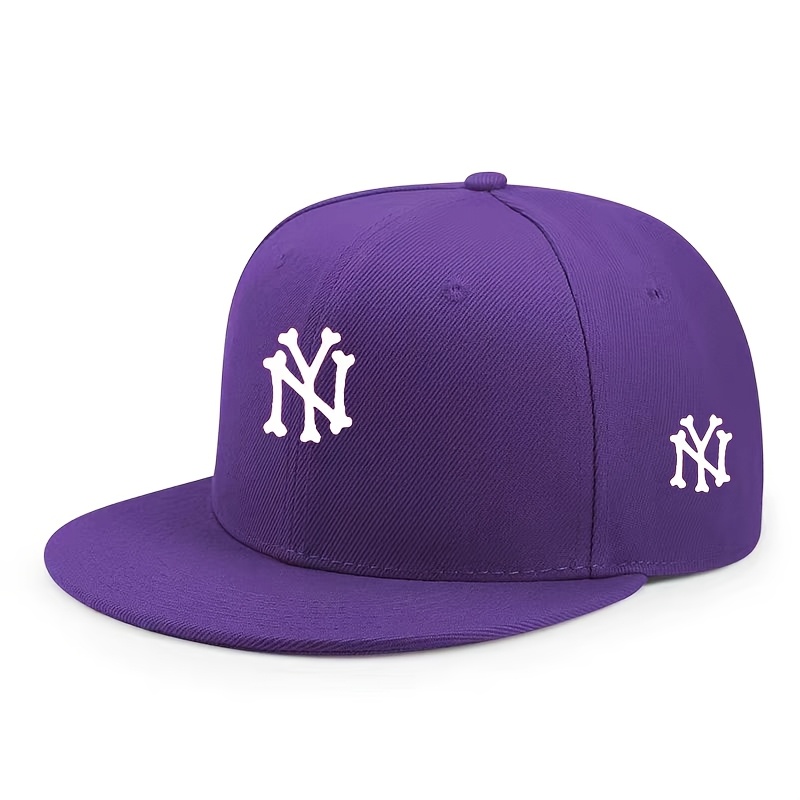 NY Letter Print Flat-Brim Cap product details