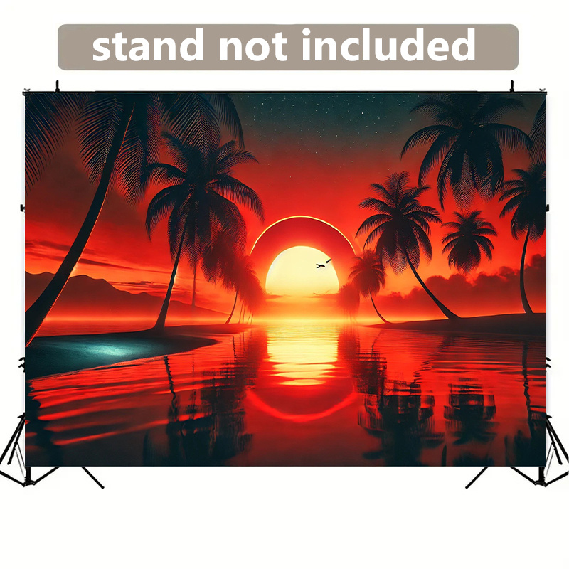 Sunset Beach Scene Tapestry 1pc 243.84x182.88cm Tropical Palm Trees Ocean Pattern Durable Polyester Wall Decor For All Season Indoor Outdoor Party_voghion.com