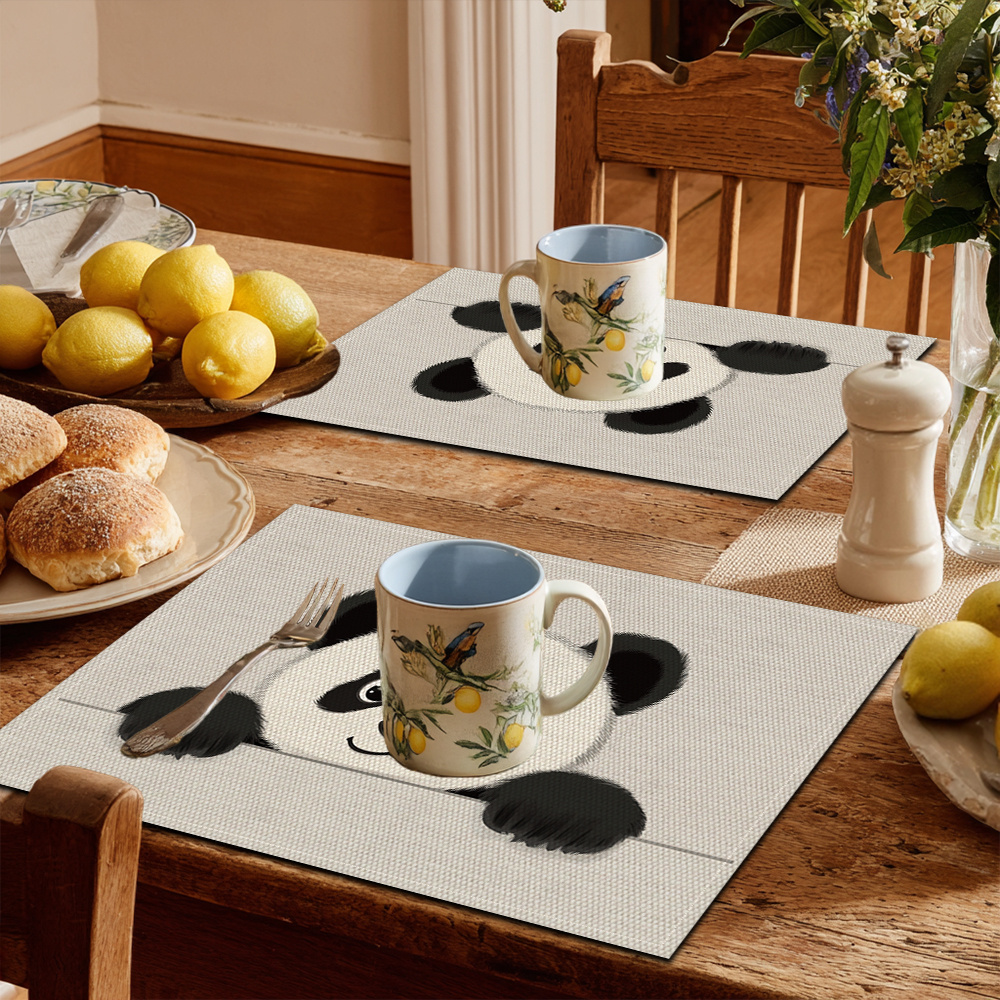 1pc/4pcs/6pcs A Cute Panda Peeking Over Patterned Printed 30Cm 45Cm Placemats Suitable For Festival Dining Creating A Festive Atmosphere_voghion.com