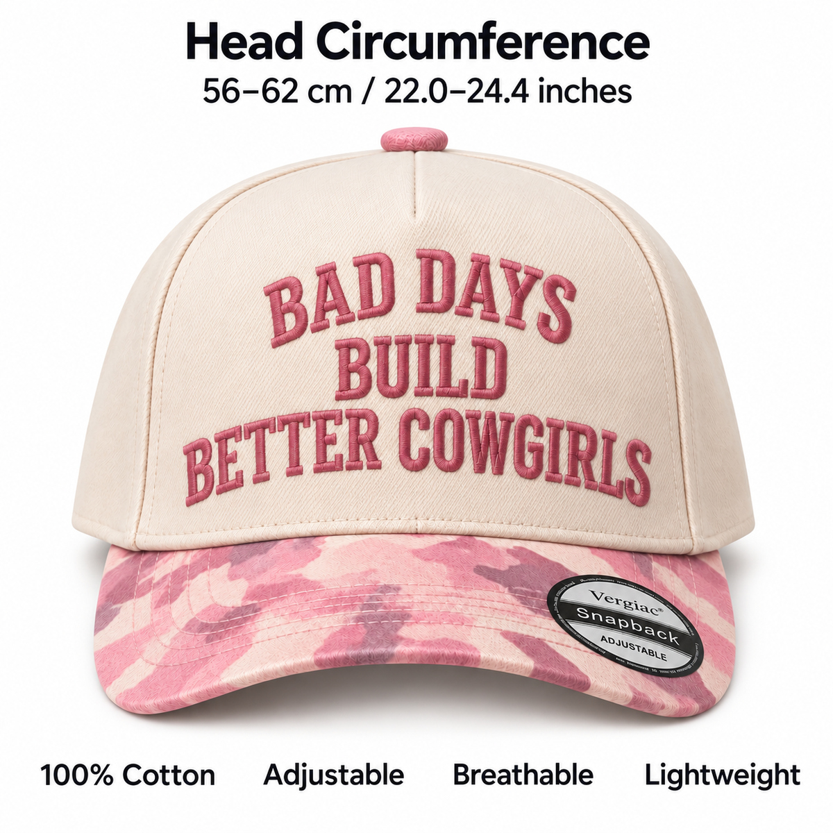 Bad Days Build Better Cowgirls Western Cowboy 5-Panel Trucker Hat product details