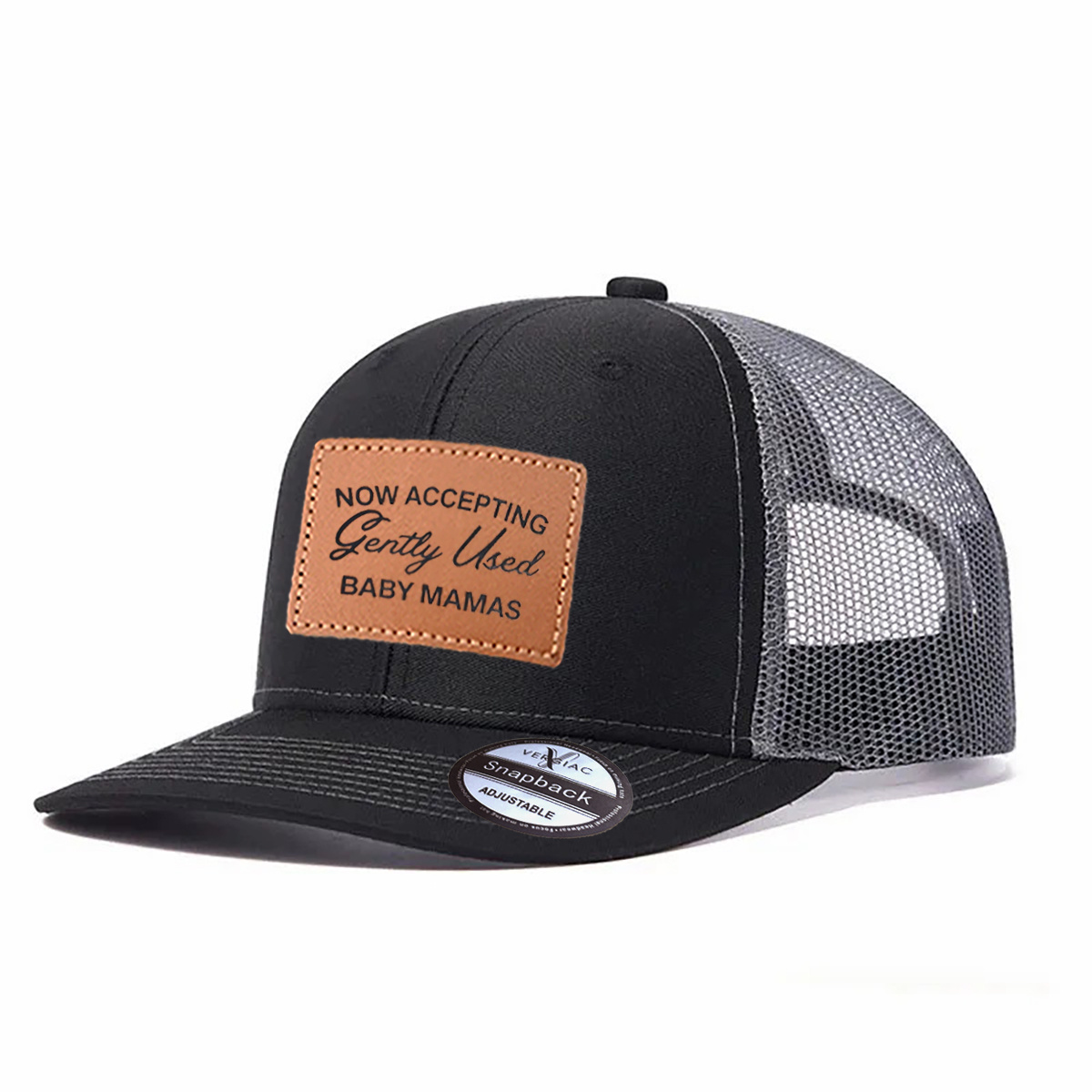 Men Good Vibes Only Always Leather Patch Trucker Hat product details