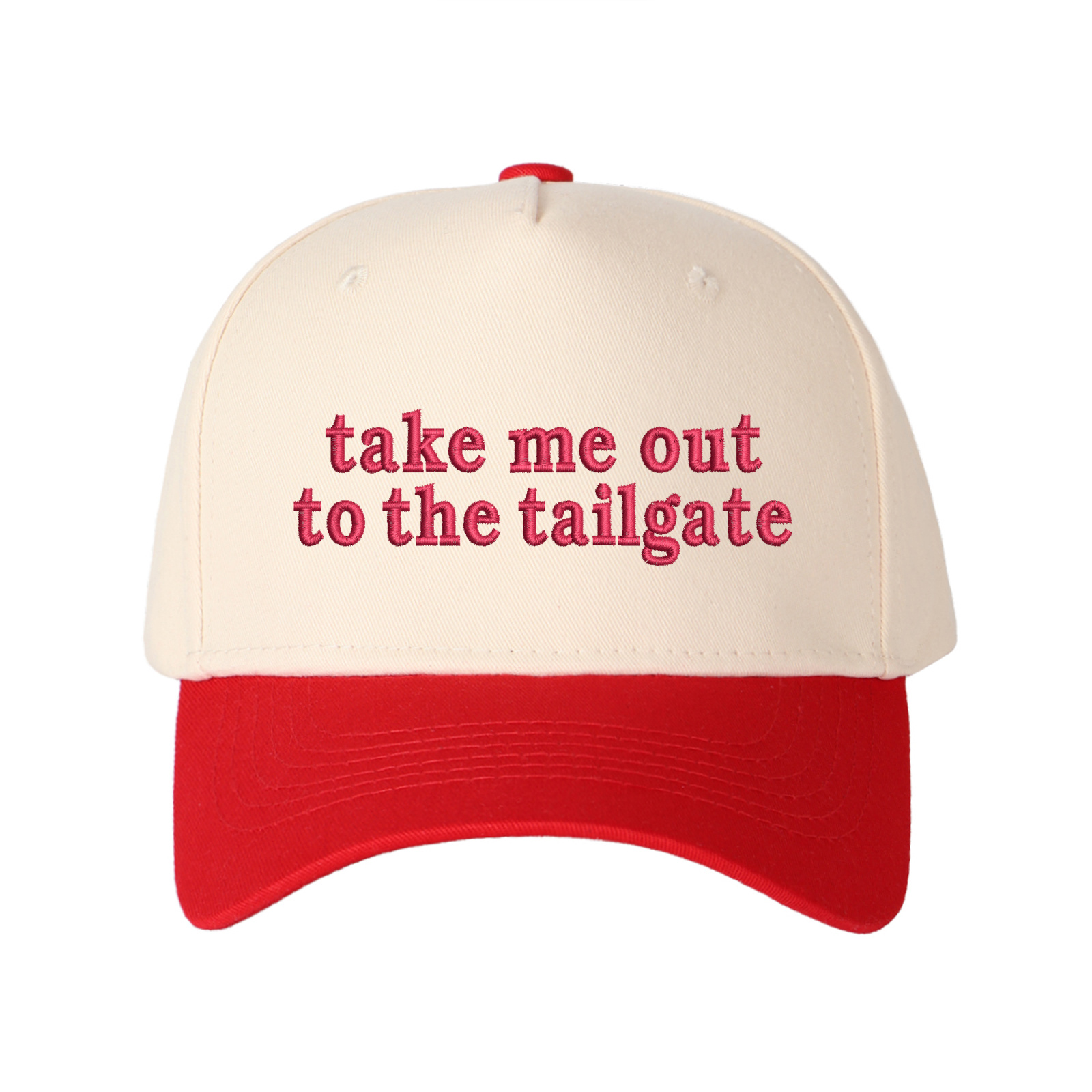 Take Me Out To The Tailgate Embroidered Trucker Hat product details
