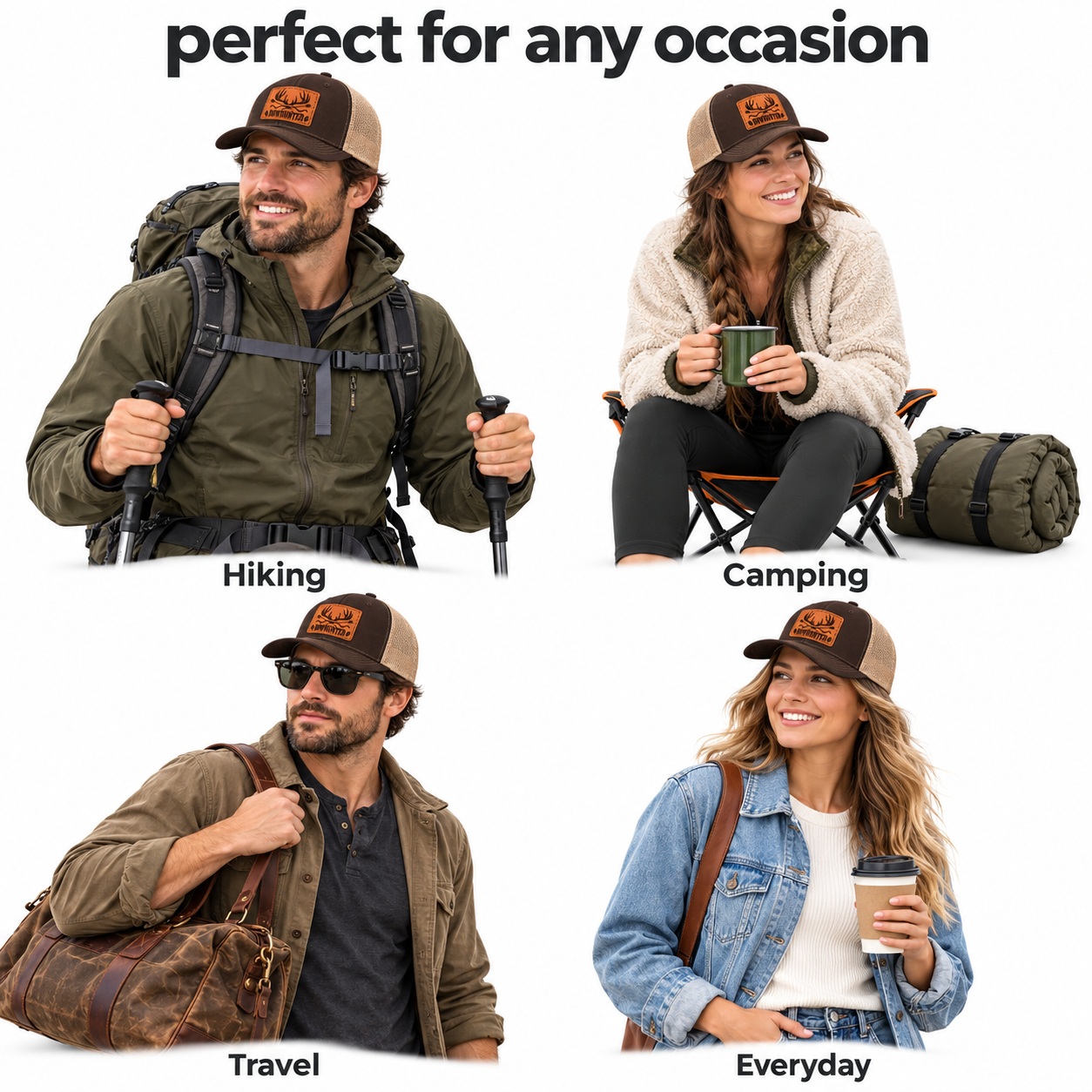 Bowhunter Leather Patch Trucker Hat product details