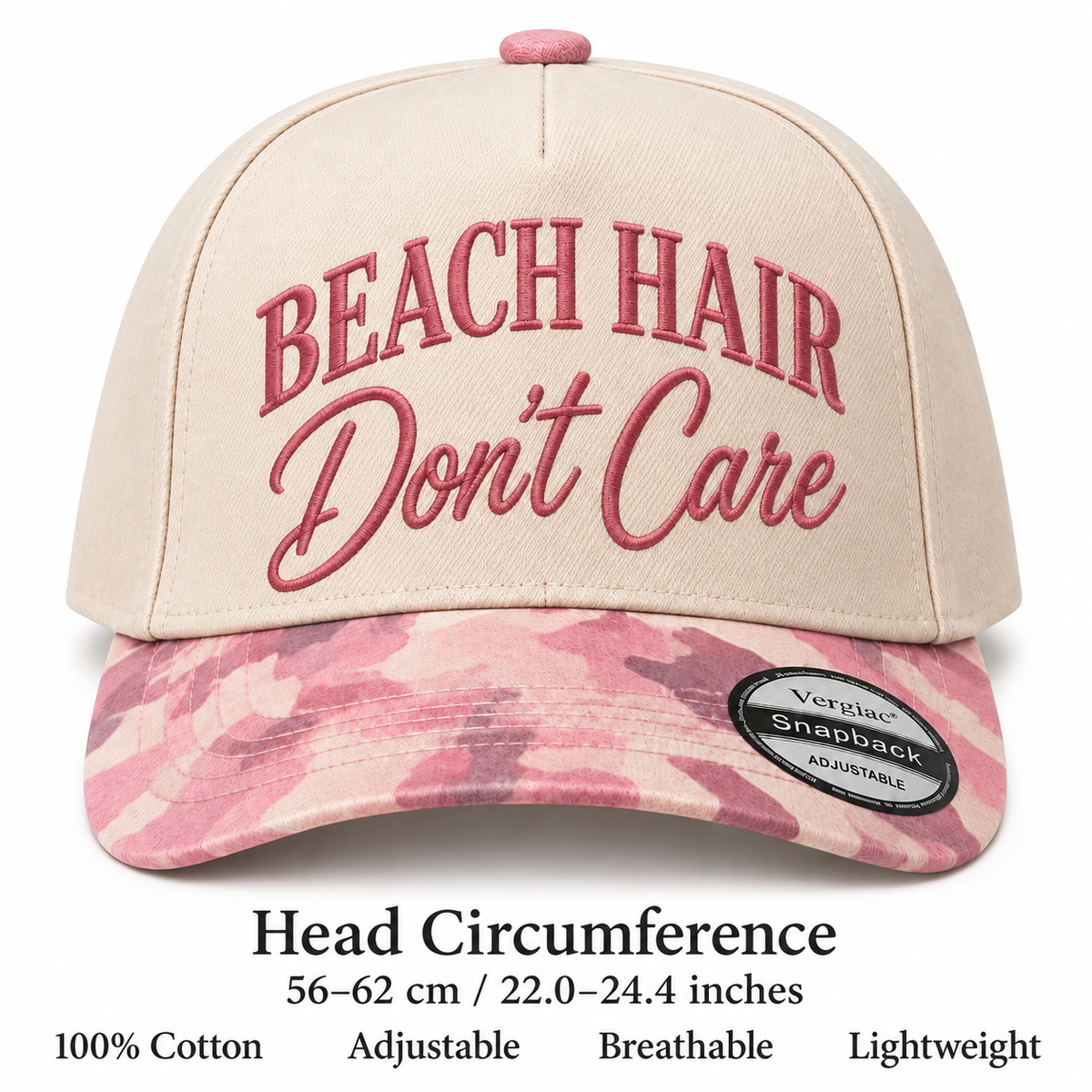 Beach Hair Dont Care Beach-themed 5-Panel Trucker Hat product details