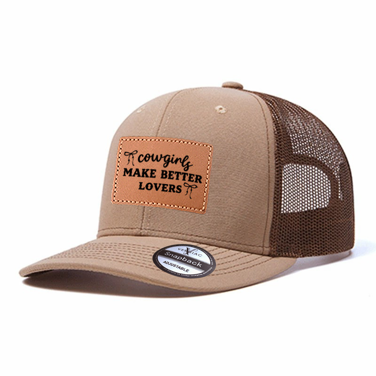 Cowgirls Make Better Lovers Leather Patch Trucker Hat product details