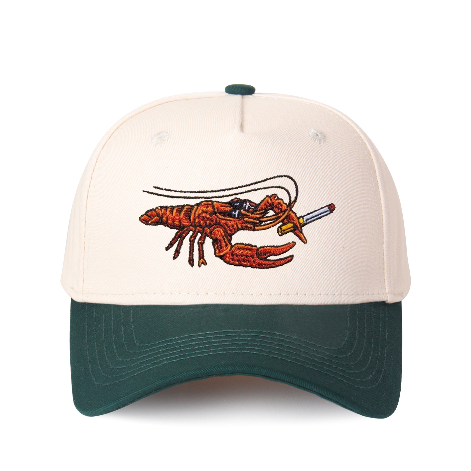Cartoon Crayfish Embroidered Trucker Hat product details