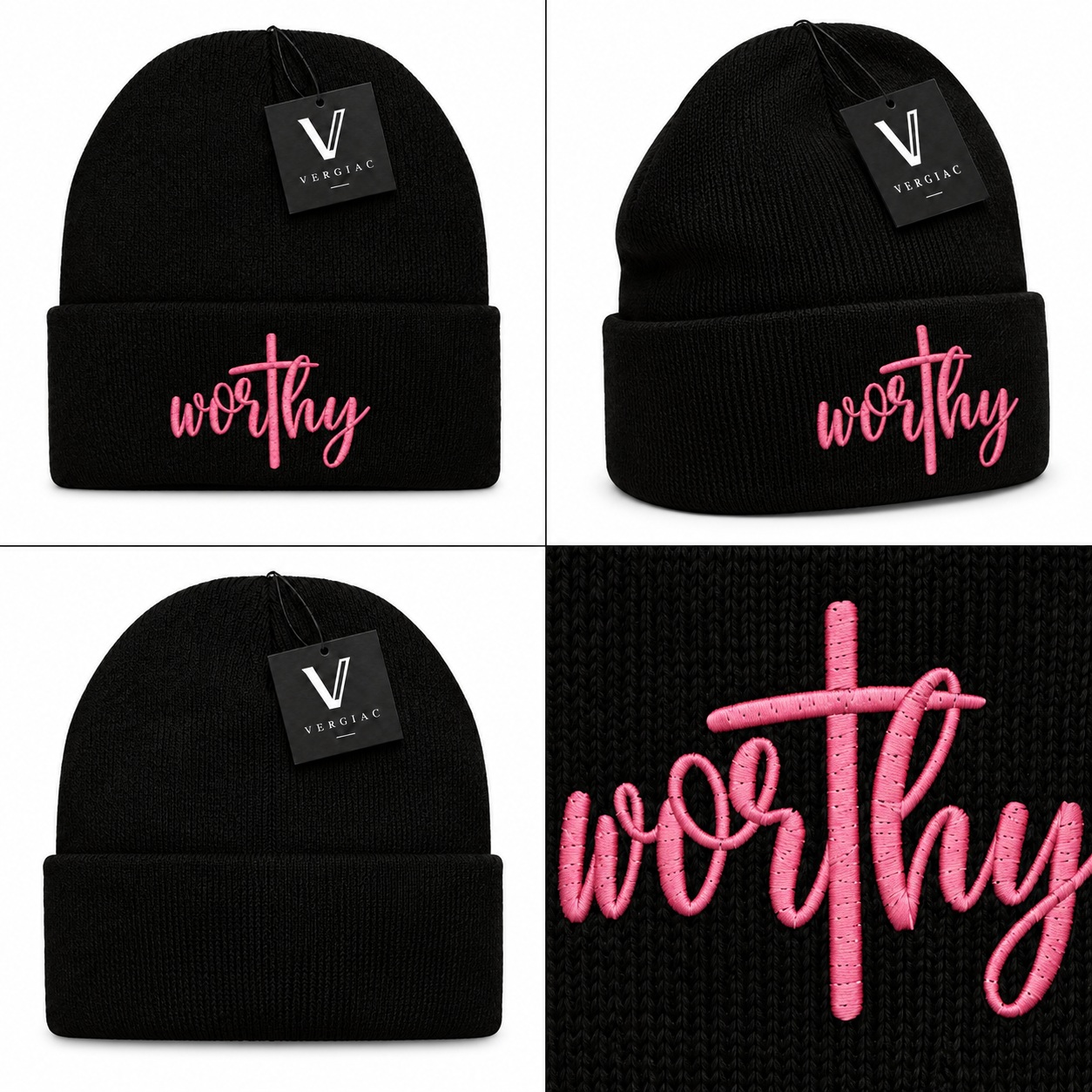 Worthy Embroidered Knit Beanie product details