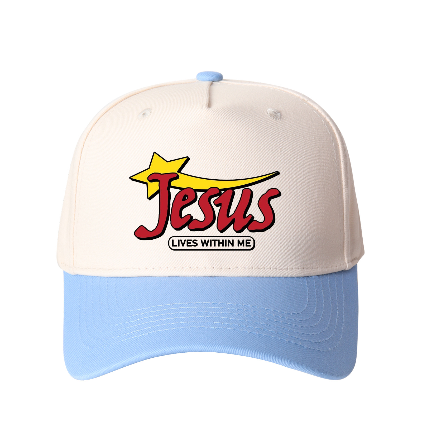 Jesus Lives Within Me Embroidered Trucker Hat product details