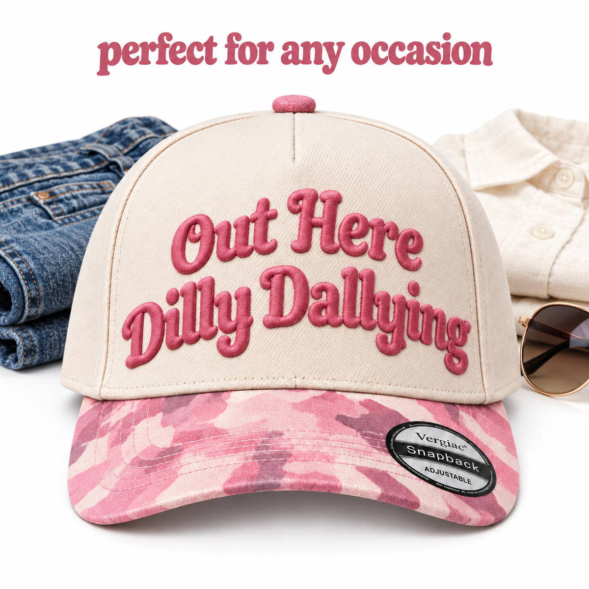 Out Here Dilly Dallying 5-Panel Trucker Hat product details