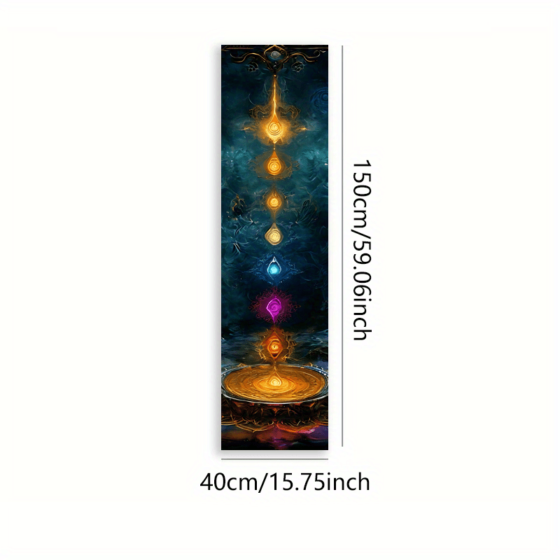 1 Stück farbenfroher Chakra-Energie-Mandala-Wandteppich aus waschbarem Polyester mit sieben Chakra-Steinen für Yogastudios und spirituelle Meditationsräume_voghion.com
