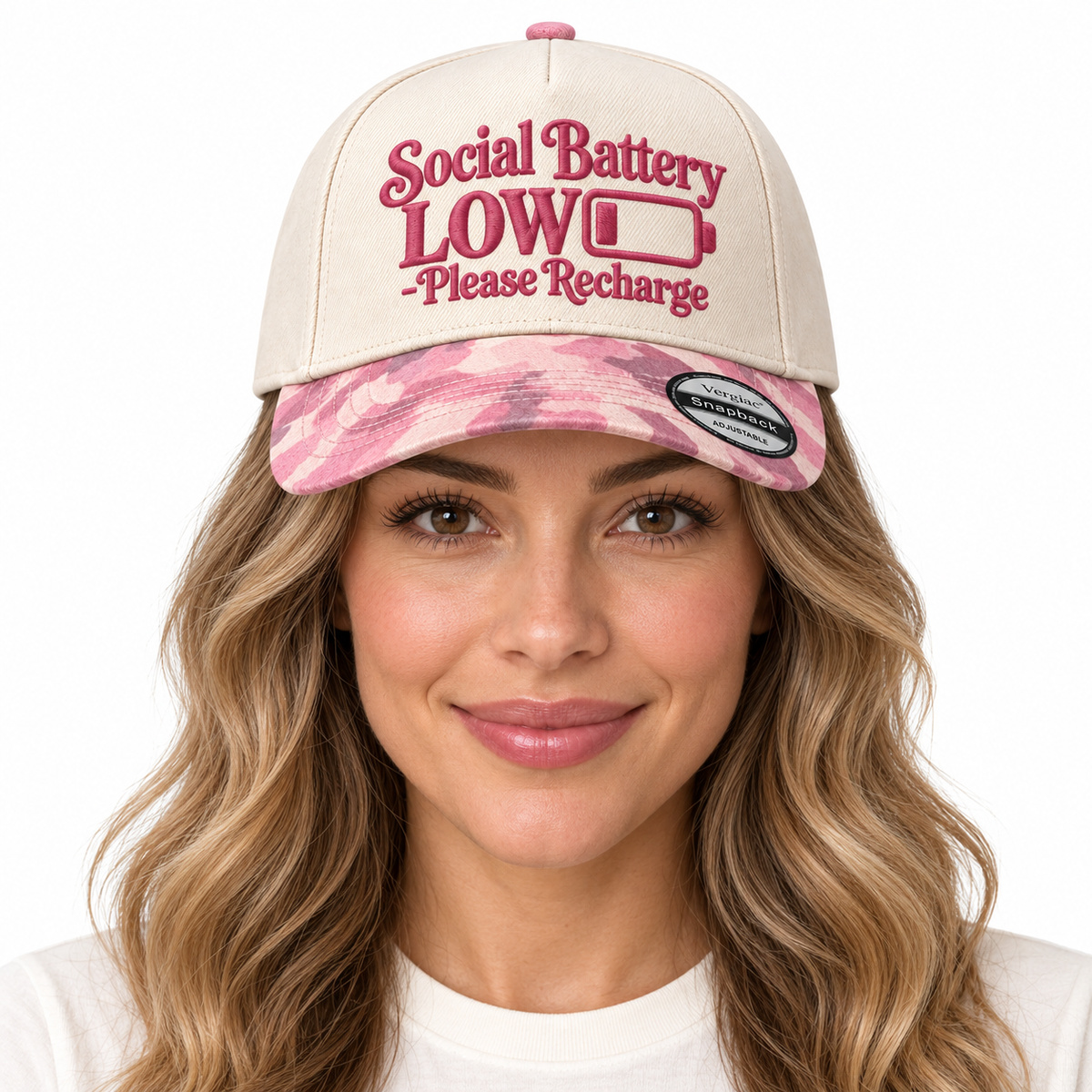 Social Battery Low Please Recharge Battery Graphic 5-Panel Trucker Hat product details