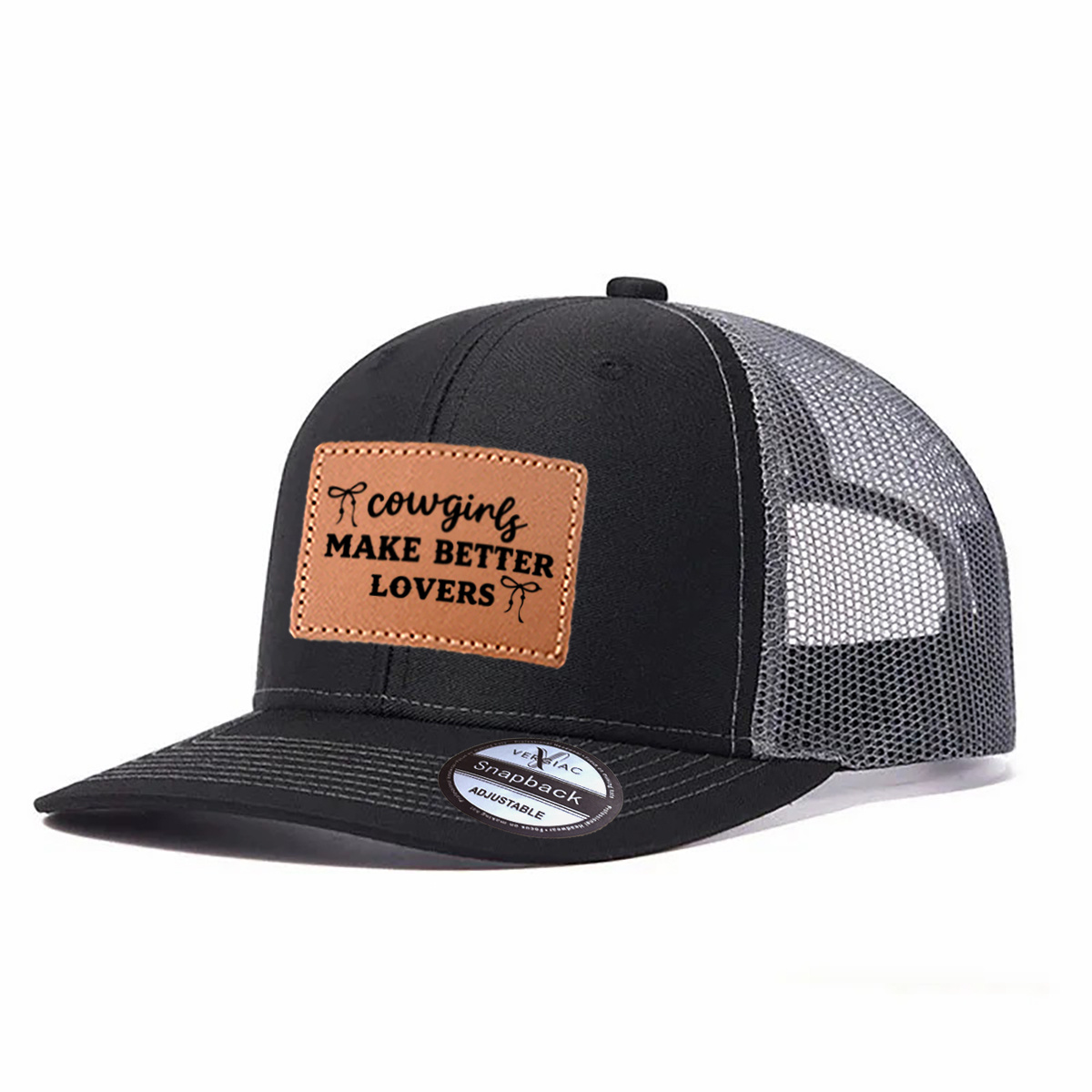 Cowgirls Make Better Lovers Leather Patch Trucker Hat product details