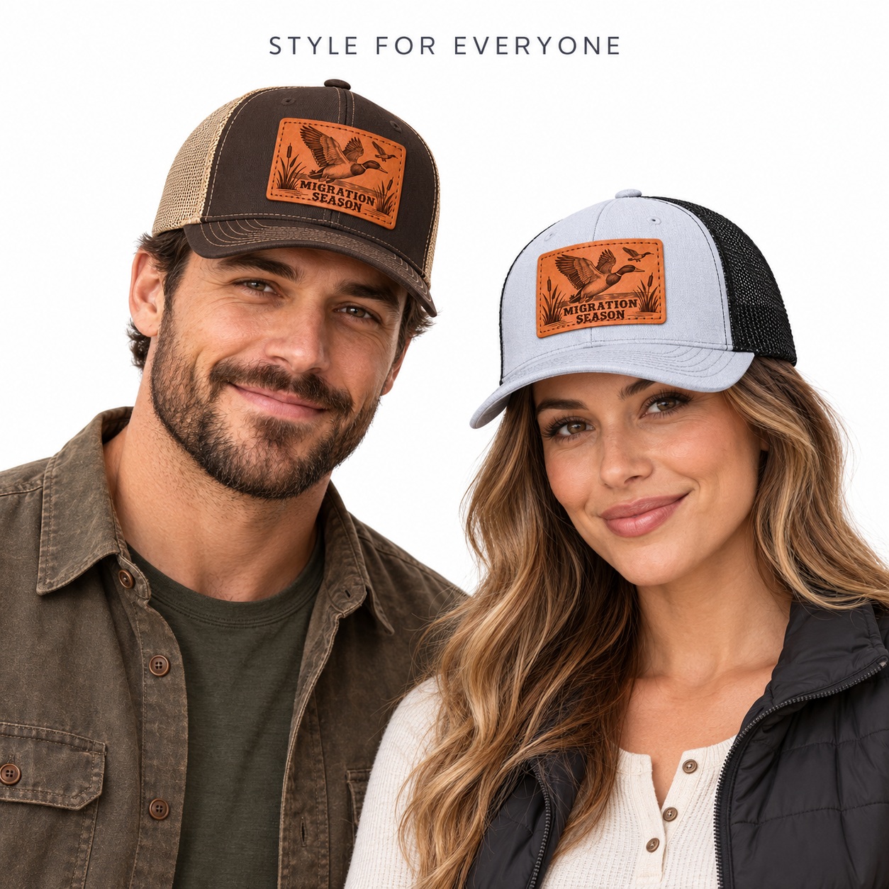 Migration Season Leather Patch Trucker Hat product details