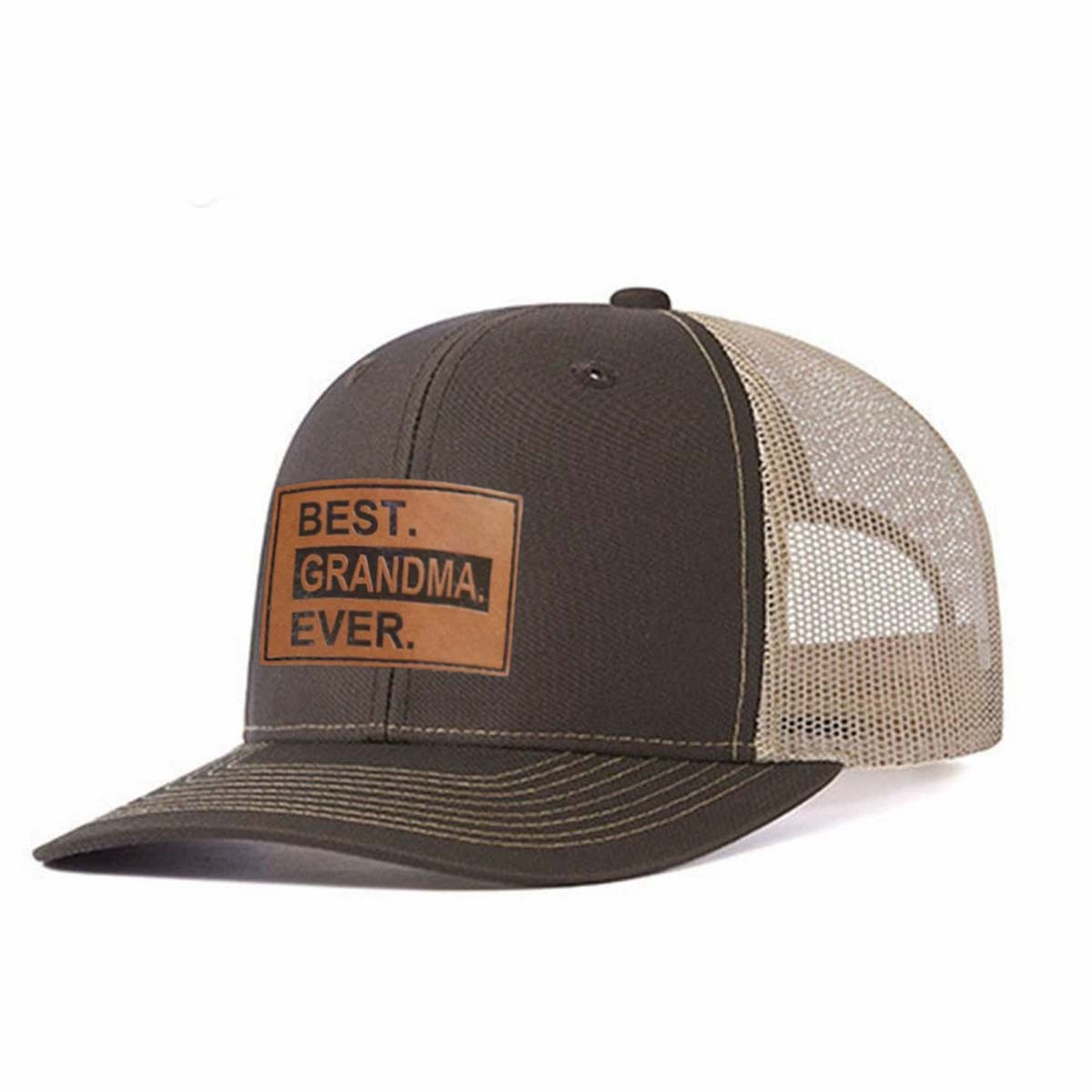Best.grandma.ever. Leather Patch Trucker Hat product details