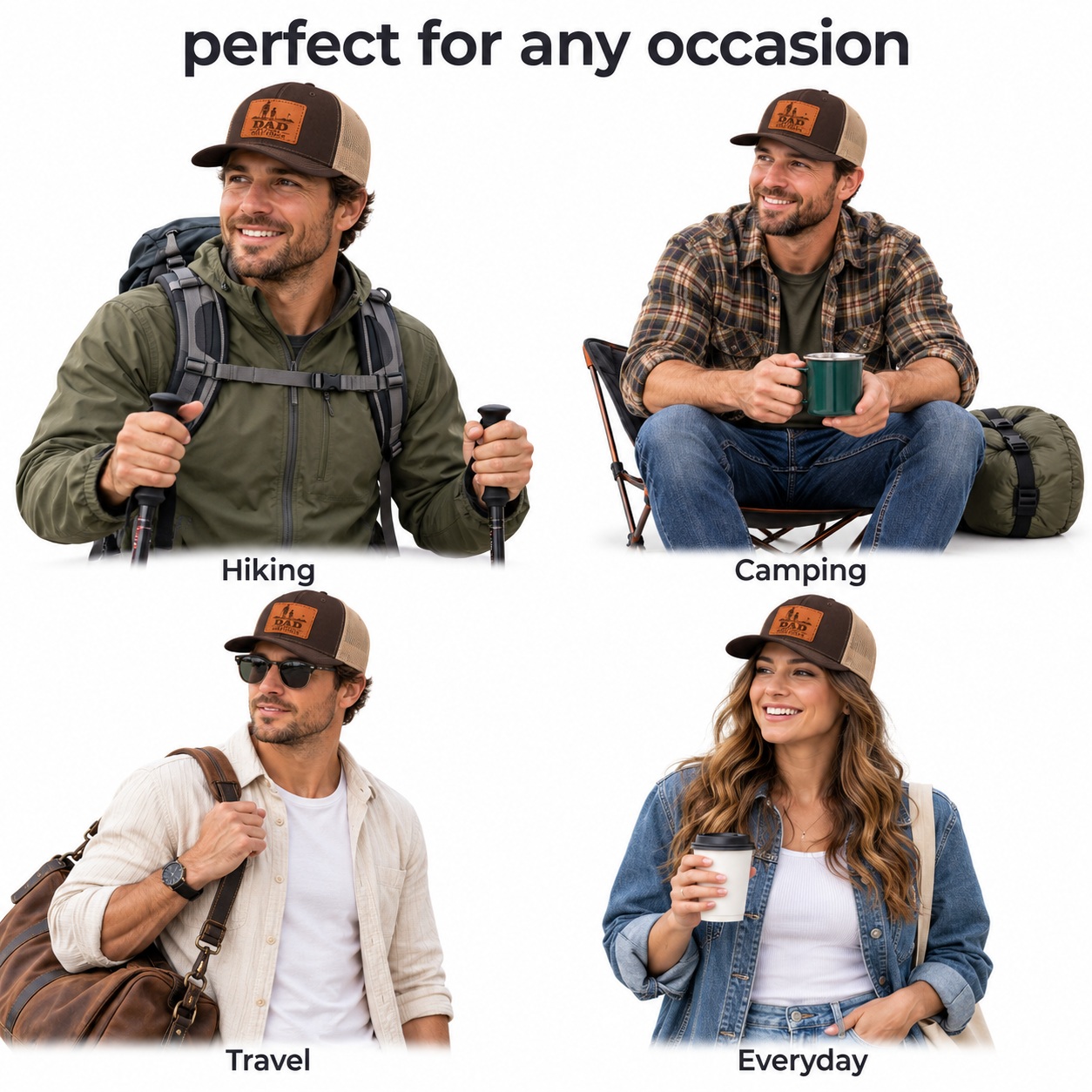 Dad My First Golf Coach Leather Patch Trucker Hat product details