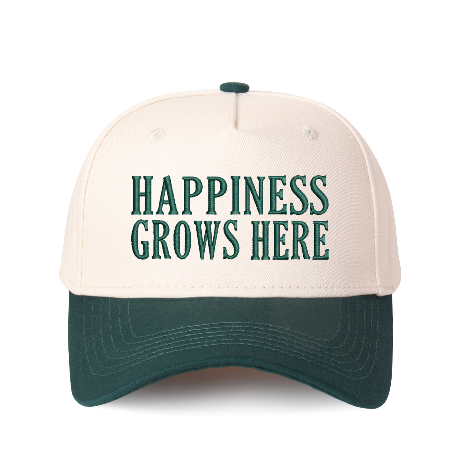 Happiness Grows Here Embroidered Trucker Hat product details