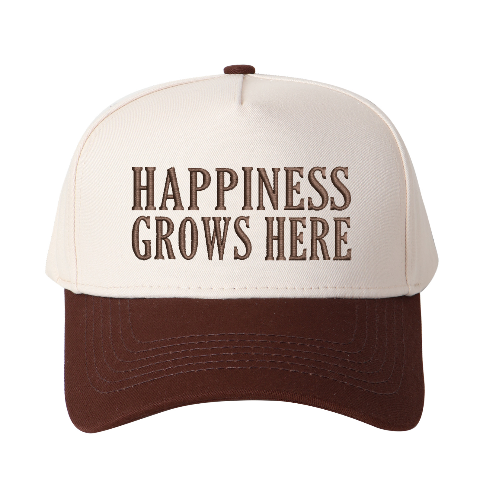 Happiness Grows Here Embroidered Trucker Hat product details