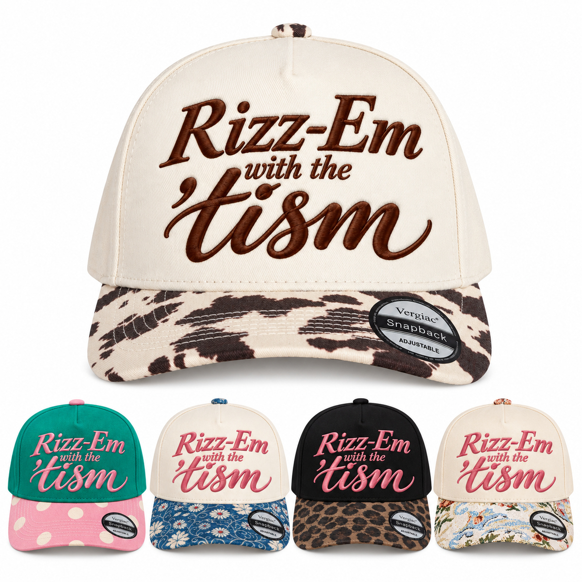 Rizz Em With The Tism Novelty 5-Panel Trucker Hat product details