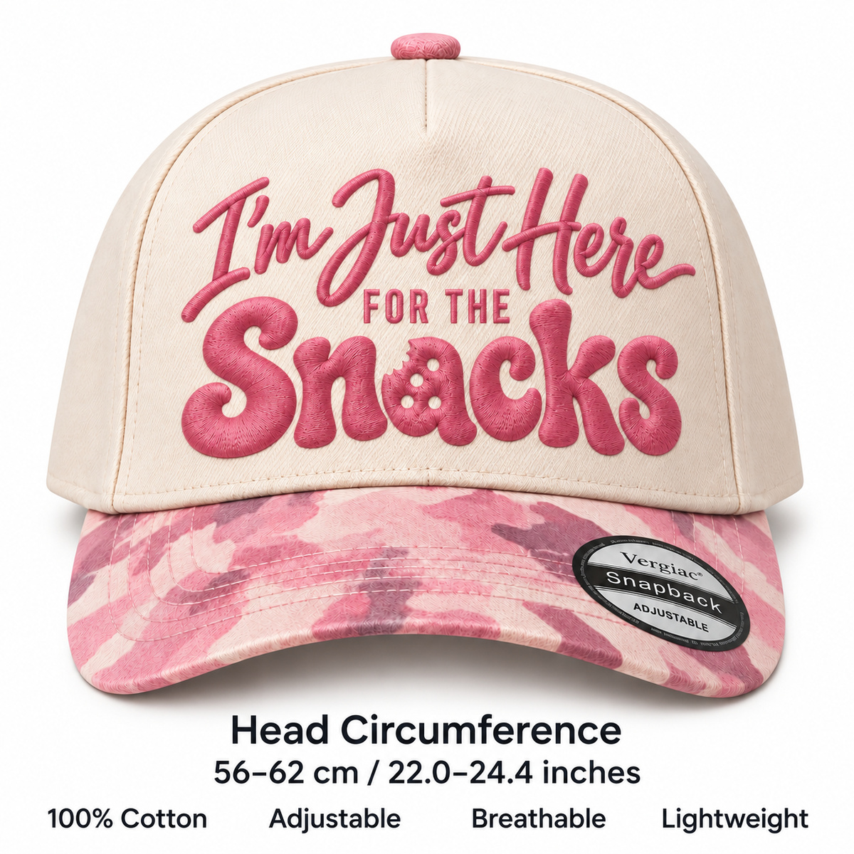 Im Just Here For The Snacks 5-Panel Trucker Hat product details