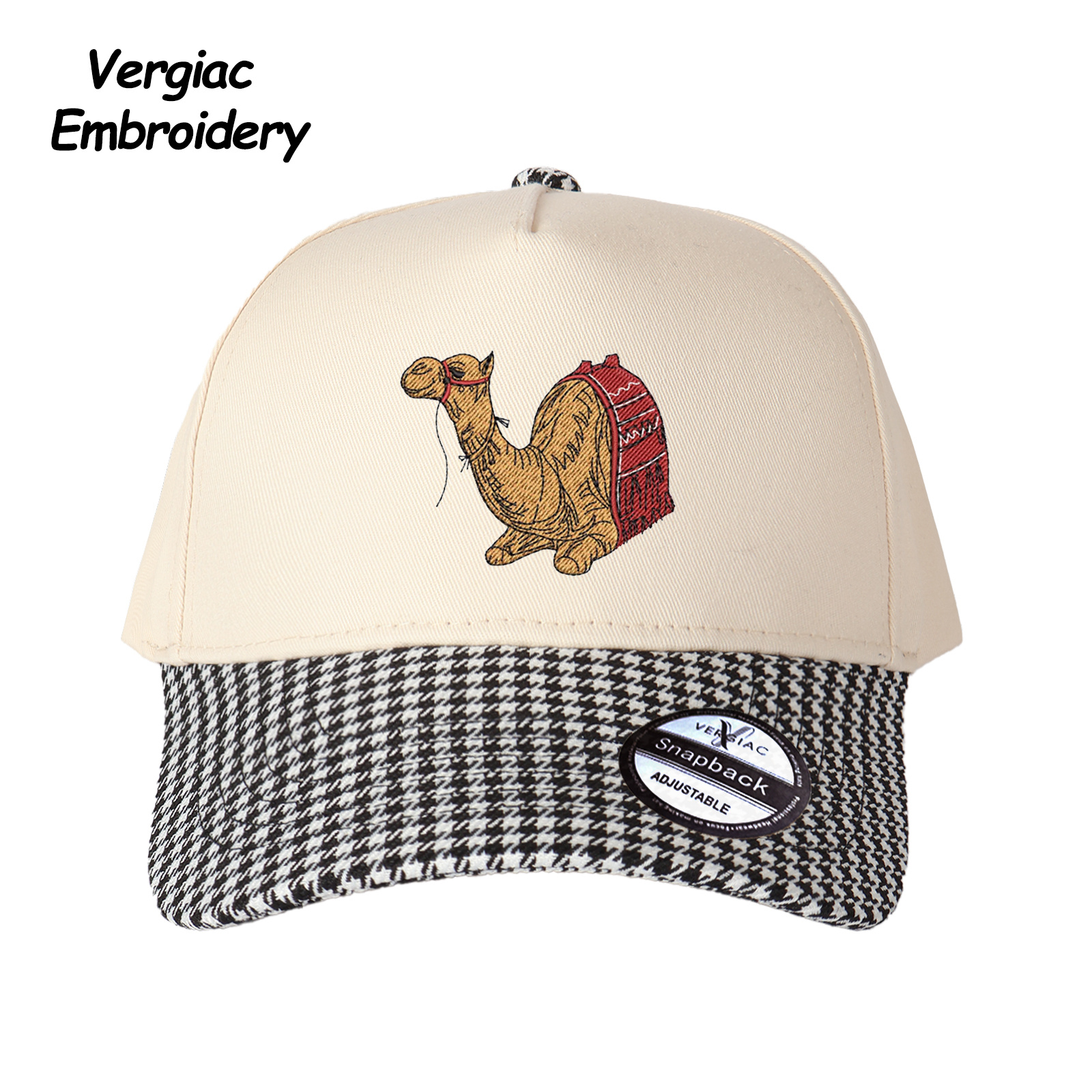 Camel Embroidered Trucker Hat product details