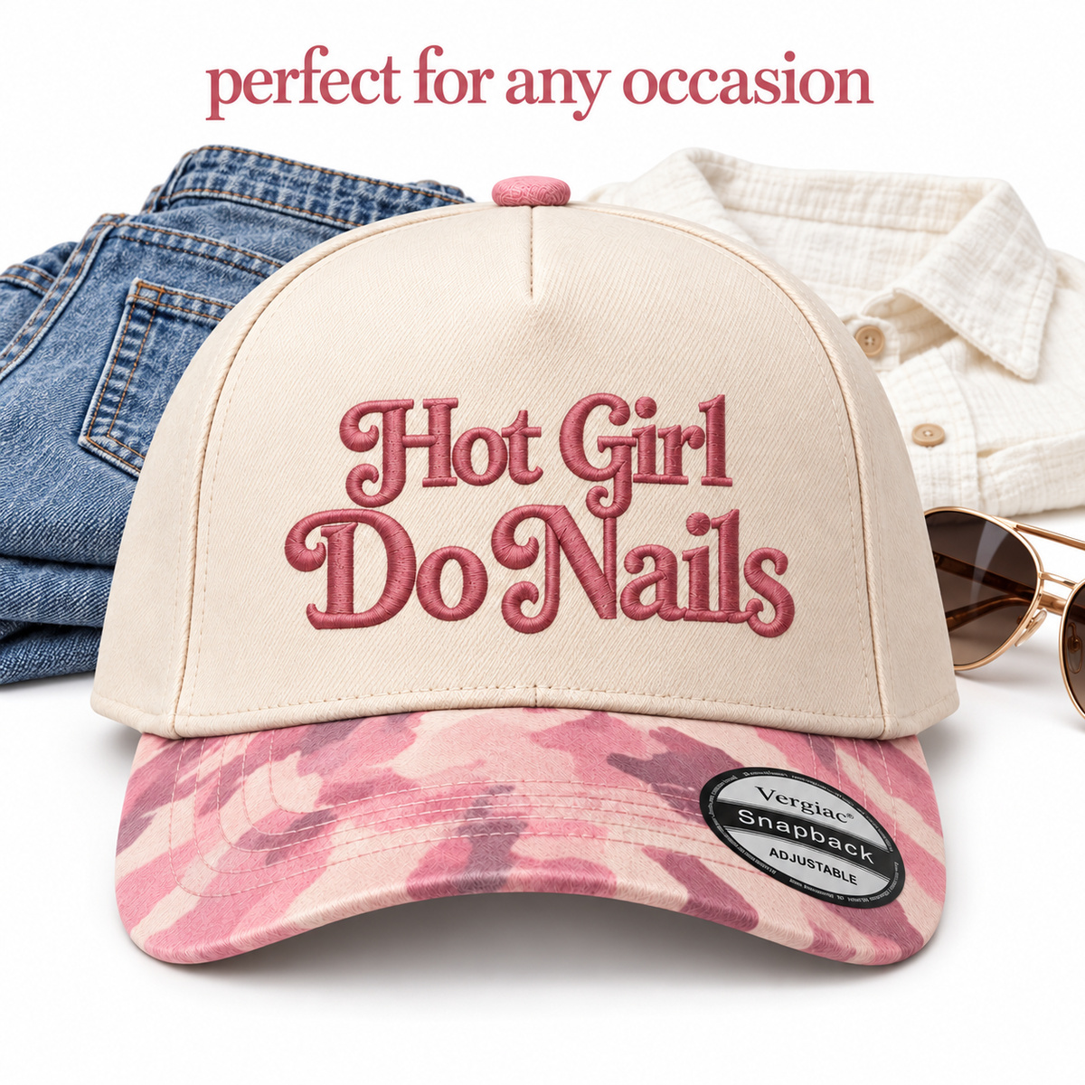 Hot Girl Do Nails Vintage 5-Panel Trucker Hat product details