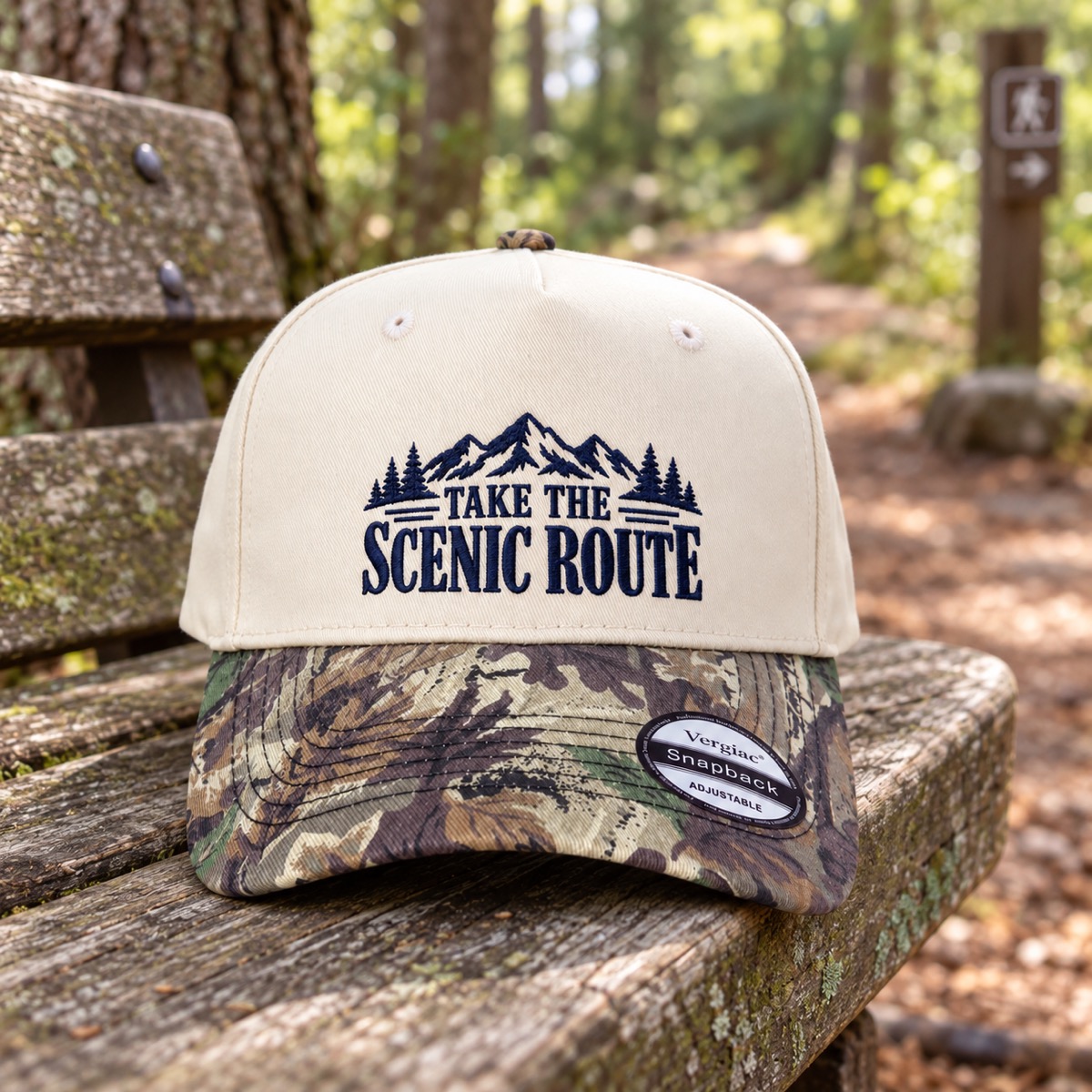 Take The Scenic Route 5-Panel Trucker Hat product details