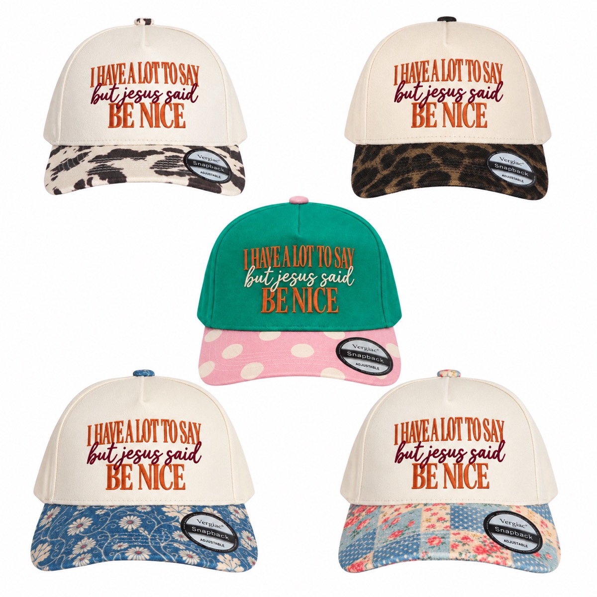 I Have A Lot To Say But Jesus Said Be Nice 5-Panel Trucker Hat product details