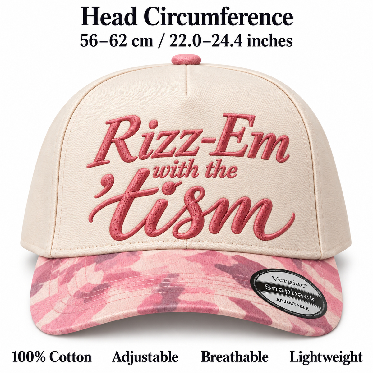 Rizz Em With The Tism Novelty 5-Panel Trucker Hat product details