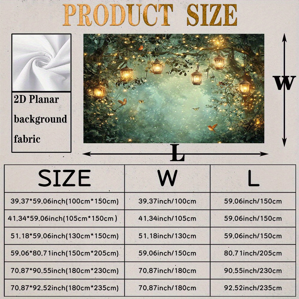 2D Flat Banner 1pc Magic Forest Night Scene Luminous Tapestry Bird Decoration Self Adhesive No Power Needed Easy Hang For All Seasons Indoor Outdoor_voghion.com