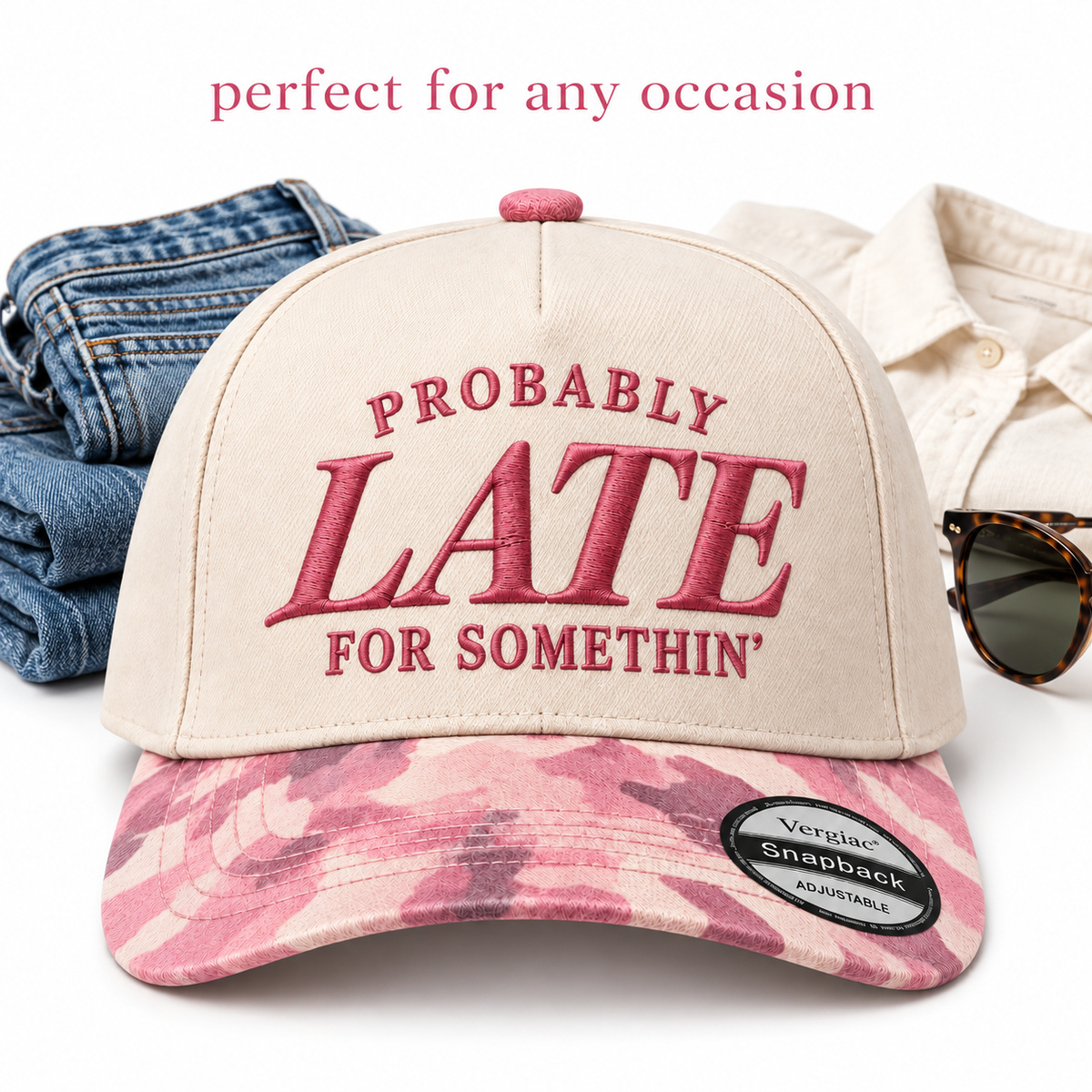 Probably Late For Somethin 5-Panel Trucker Hat product details