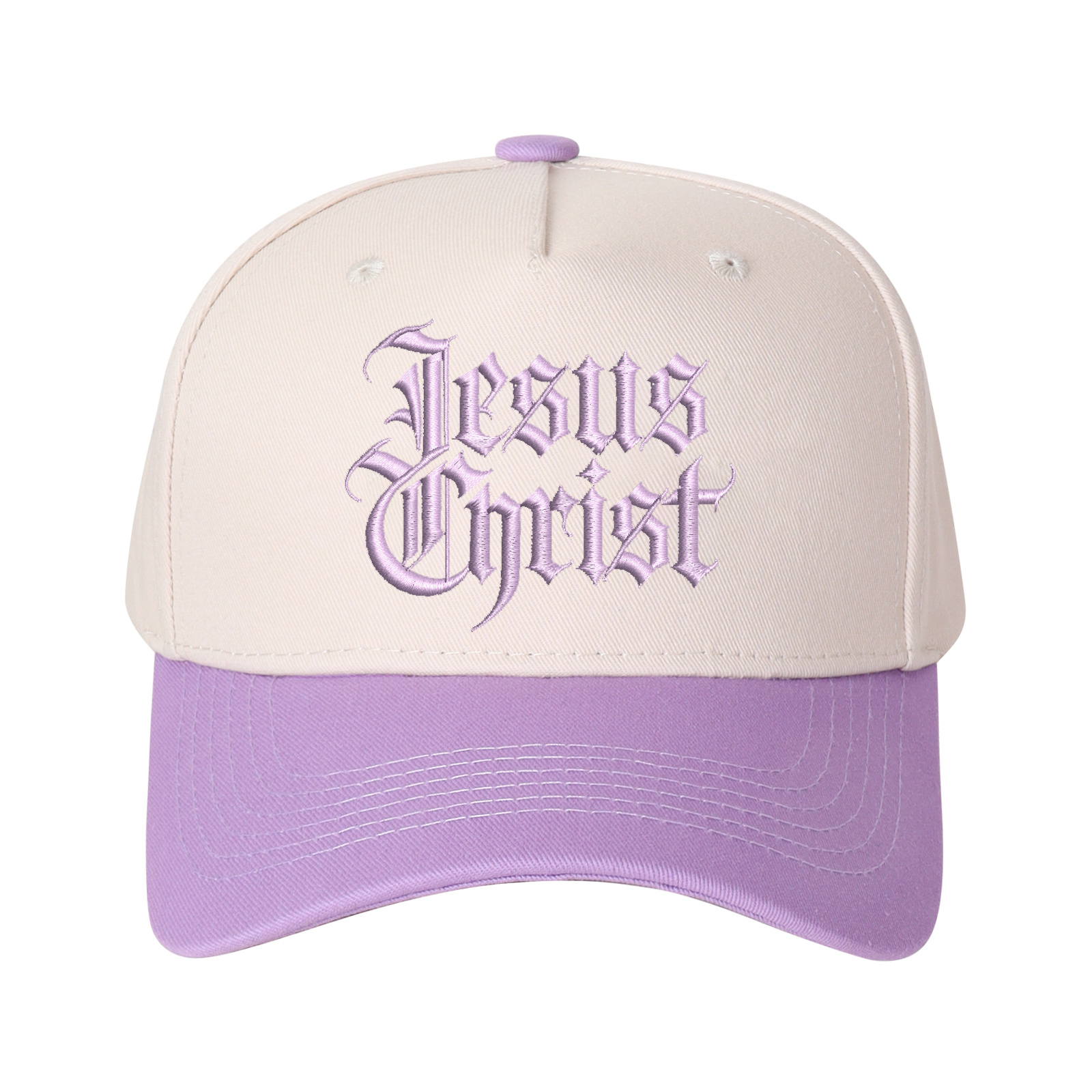 Gothic-style "Jesus Christ" Lettering Embroidered Trucker Hat product details