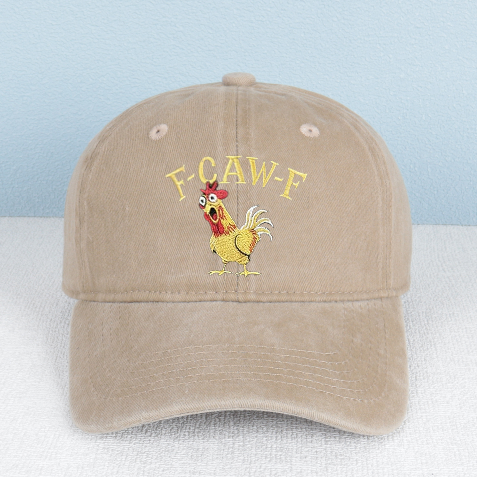 Funny F-caw-f Rooster Embroidered Vintage Hat product details