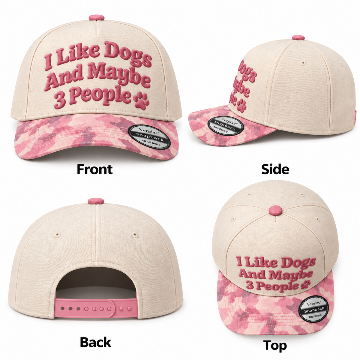 I Like Dogs and Maybe 3 People 5-Panel Trucker Hat product details