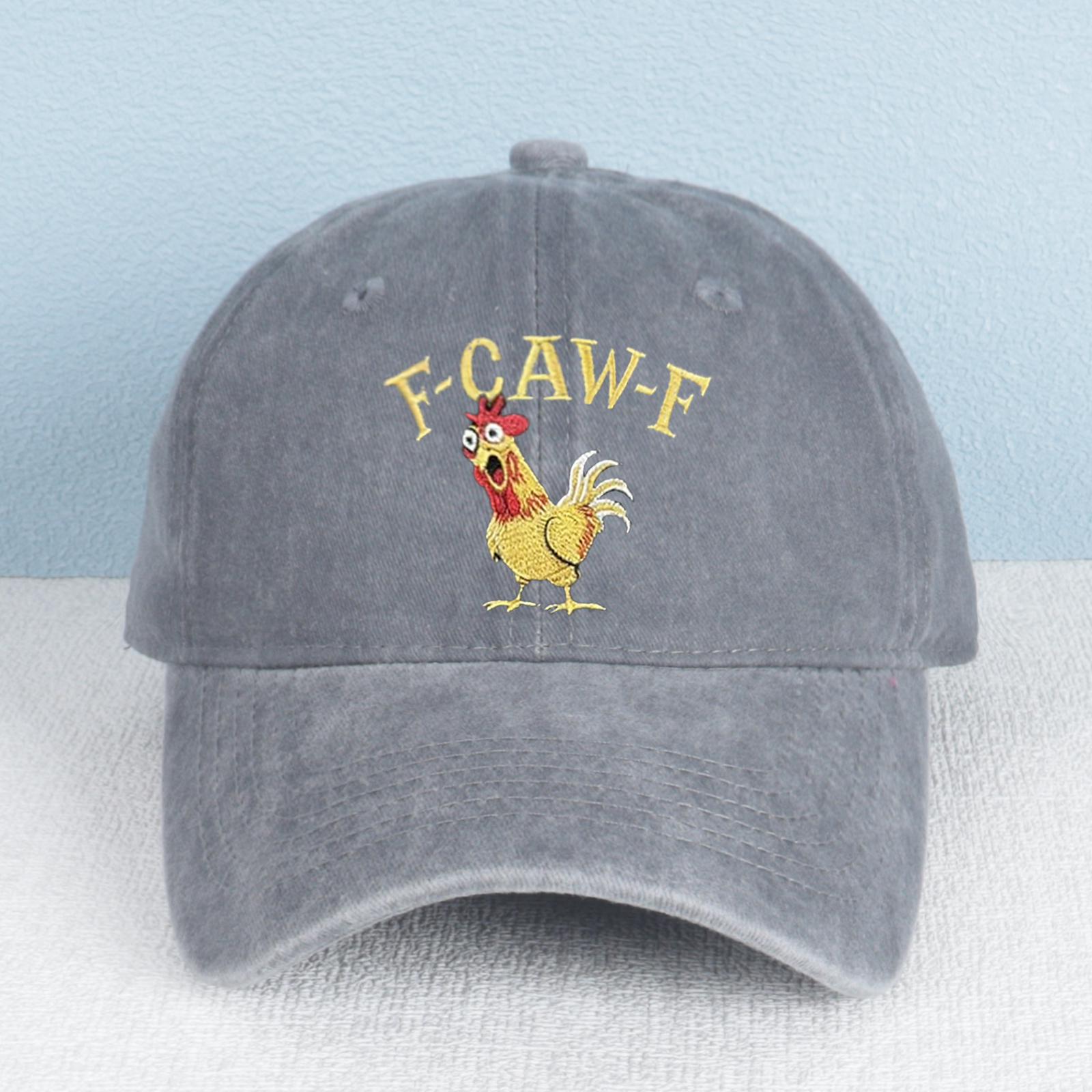 Funny F-caw-f Rooster Embroidered Vintage Hat product details