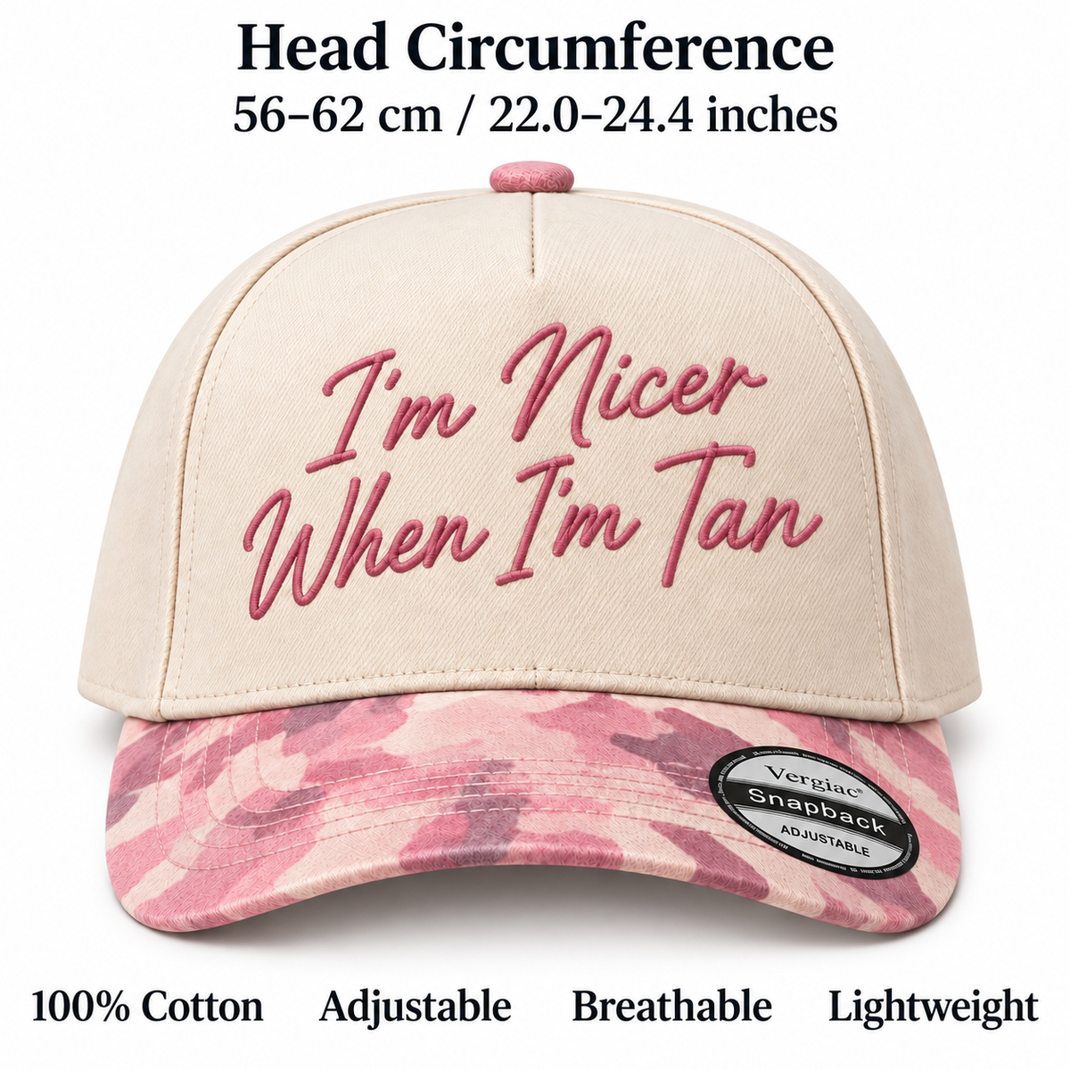 I'm Nicer When I'm Tan 5-Panel Trucker Hat product details